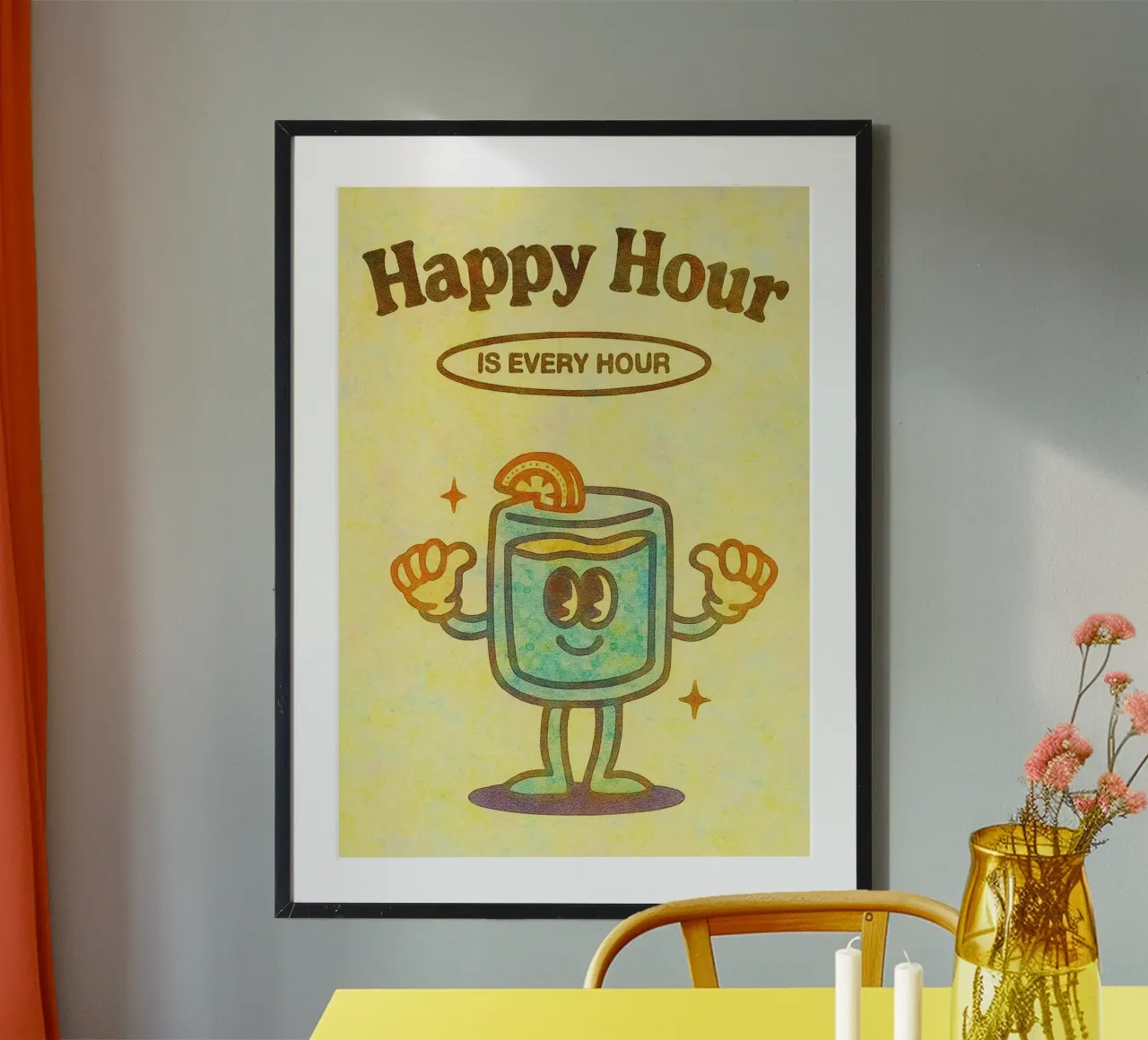 l'happy hour è ogni ora di pittura poster con telaio in plastica da bonangroads