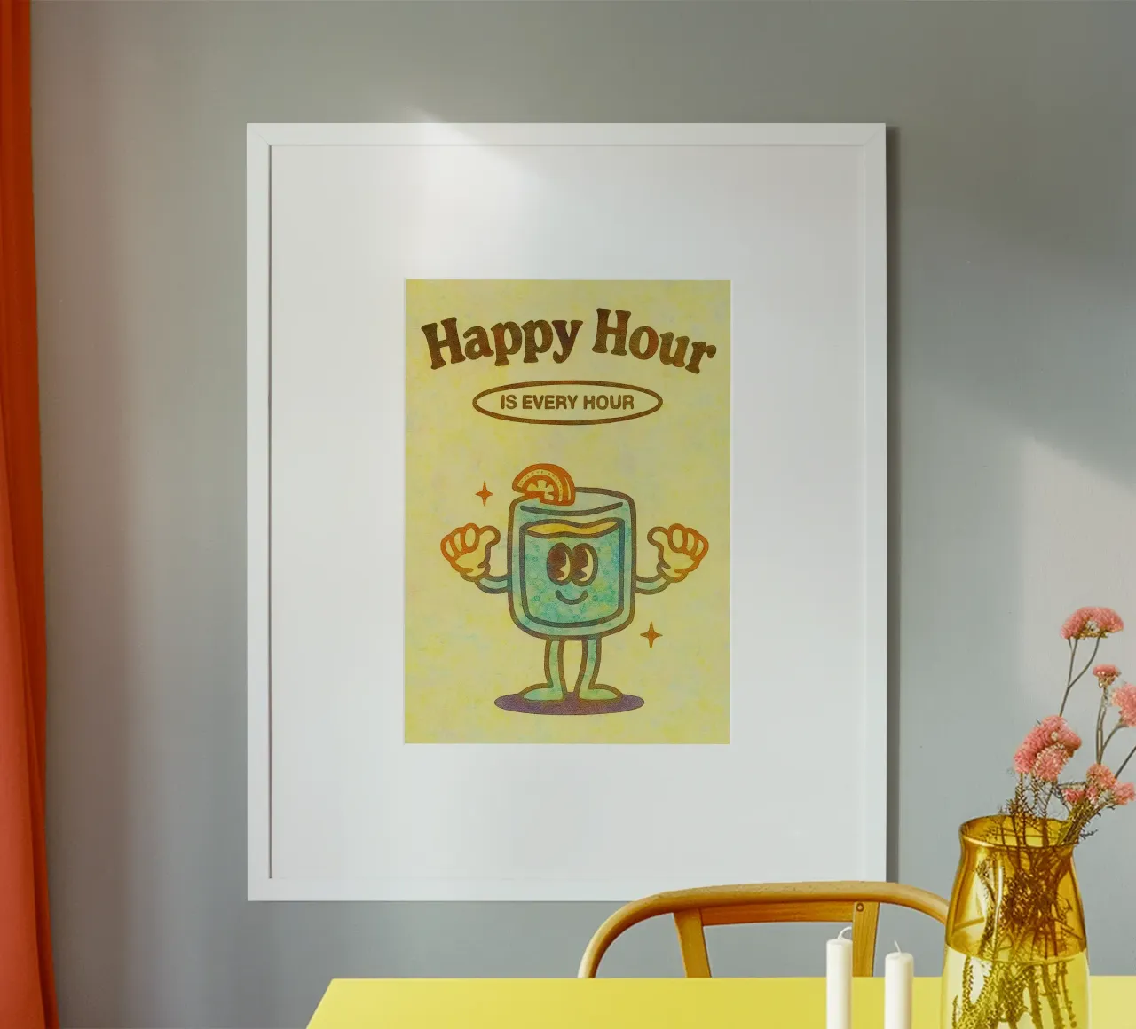 l'happy hour è ogni ora di pittura poster con telaio in plastica da bonangroads
