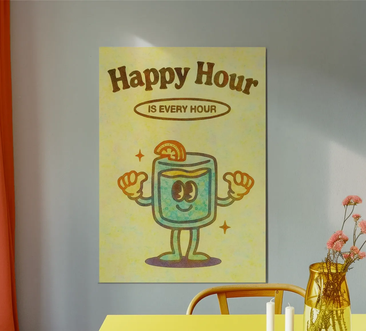 l'happy hour è ogni ora di pittura poster con telaio in plastica da bonangroads