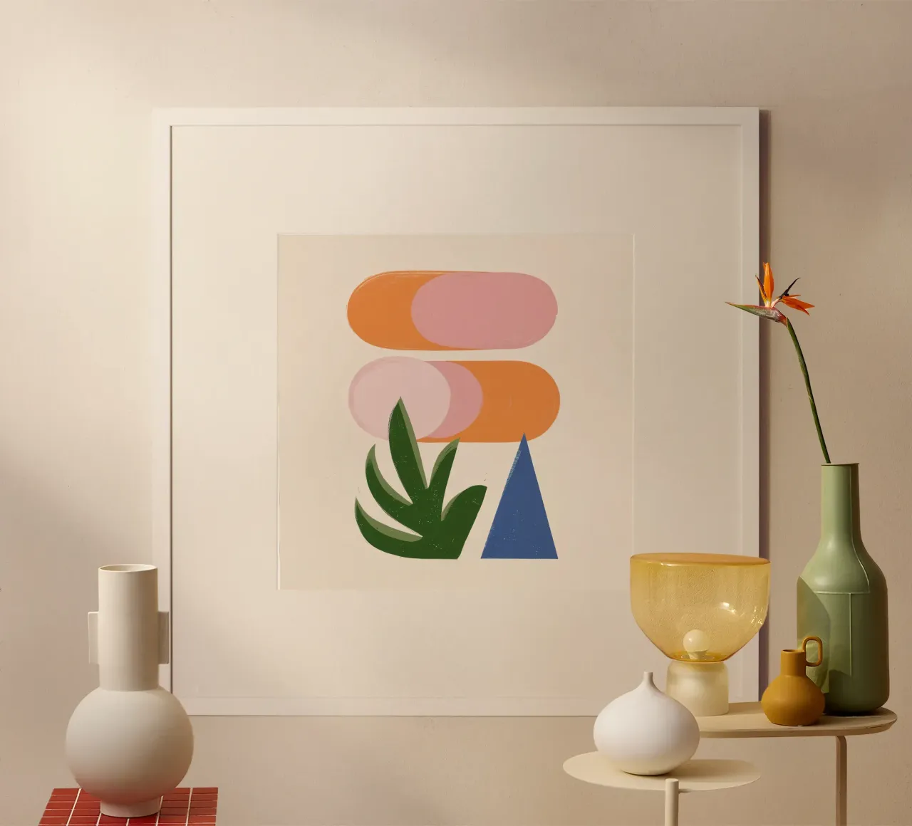 Forme astratte di piante poster con telaio in legno da Irish Strokes