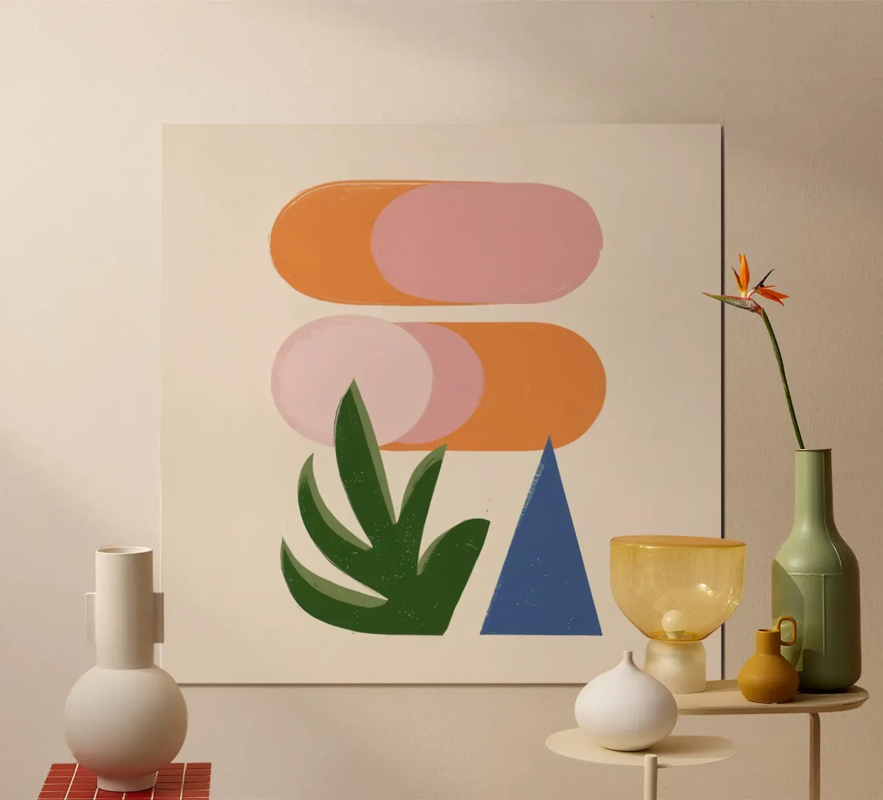 Forme astratte di piante poster con telaio in legno da Irish Strokes