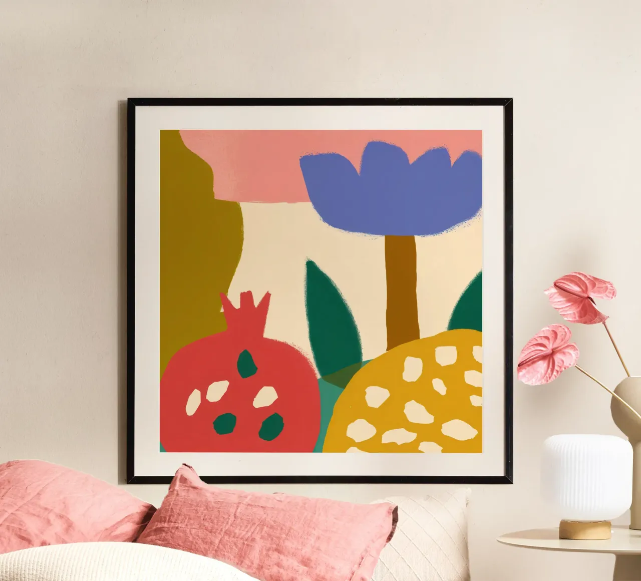Flor de granada abstracta poster de Irish Strokes