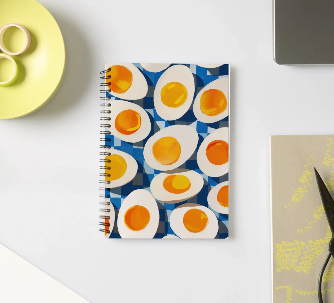 Boiled Eggs Pattern spiral notebook by Irish Strokes