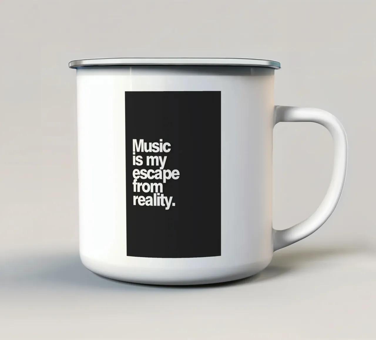 "Music my escape from reality." tazza in smalto da Type & Tape