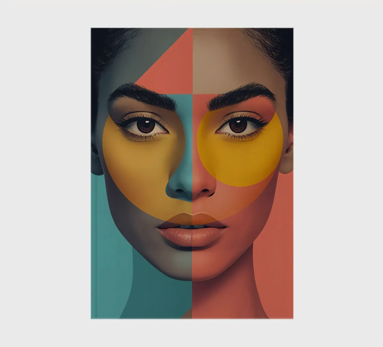 Woman's Face with Geometric Color Blocking art notebook by DesignDoodle