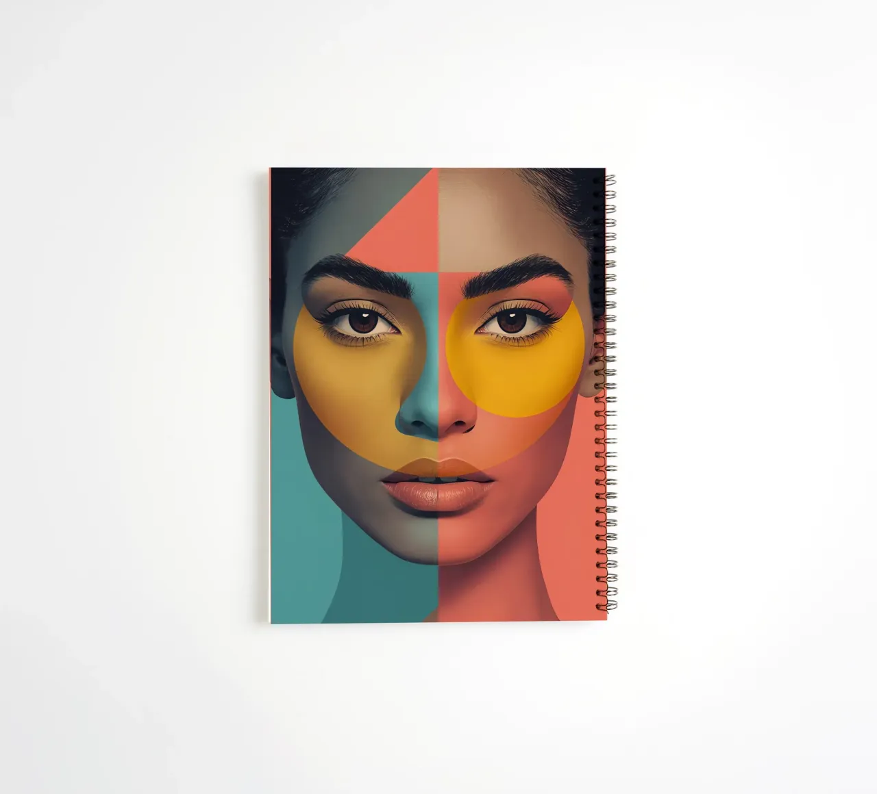 Woman's Face with Geometric Color Blocking art spiral notebook by DesignDoodle