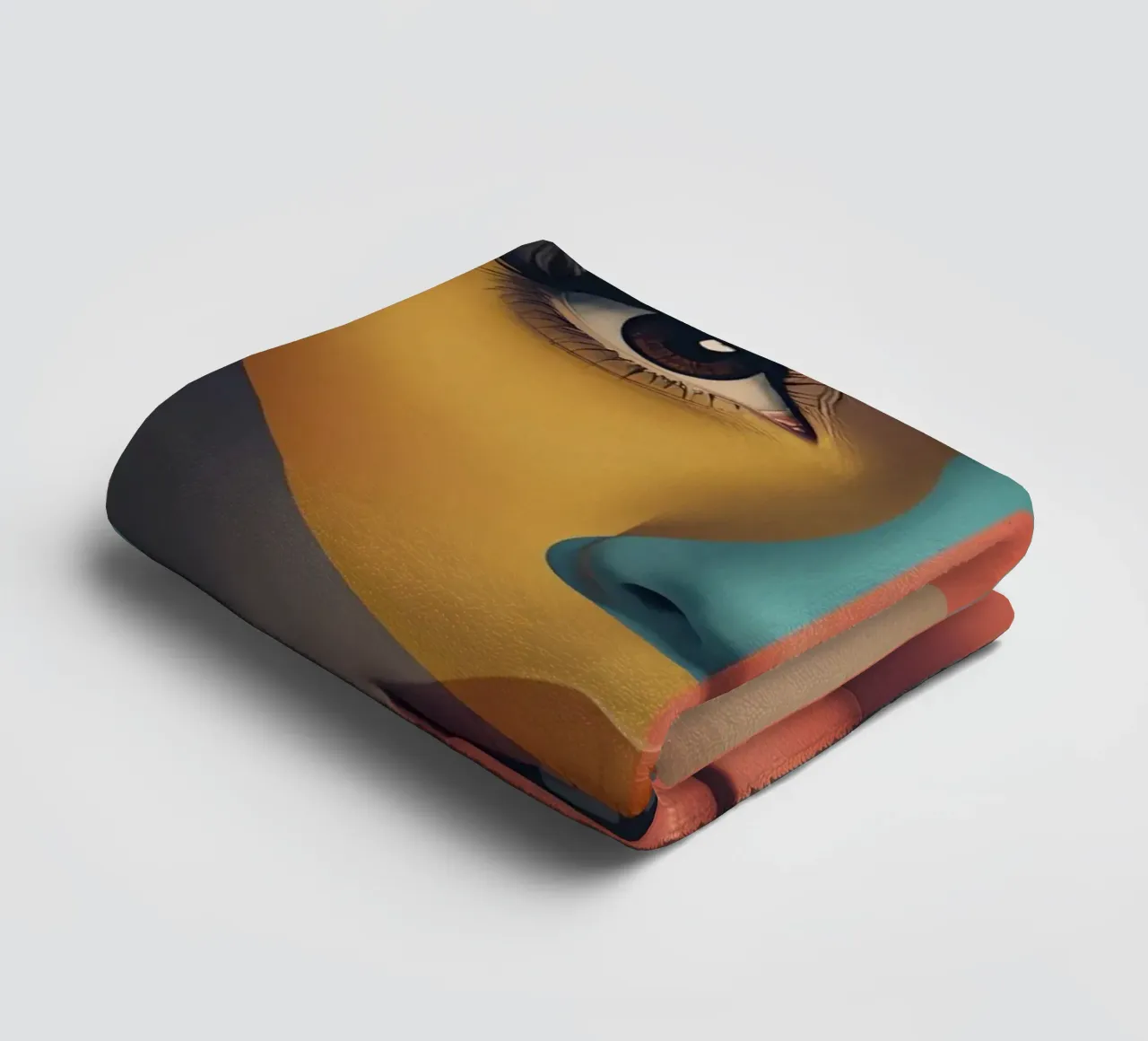 Woman's Face with Geometric Color Blocking art towel by DesignDoodle