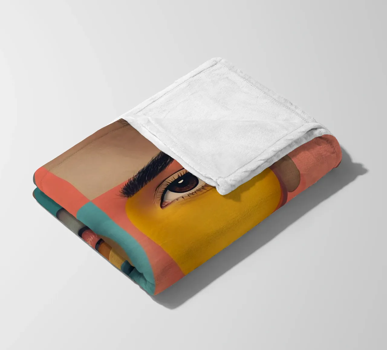 Woman's Face with Geometric Color Blocking art fleece blanket by DesignDoodle