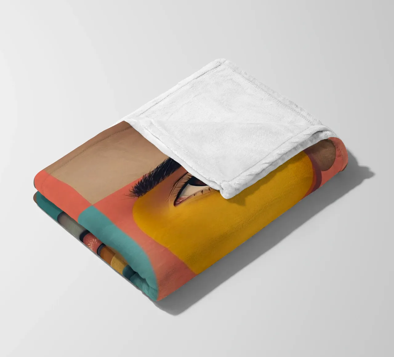 Woman's Face with Geometric Color Blocking art fleece blanket by DesignDoodle