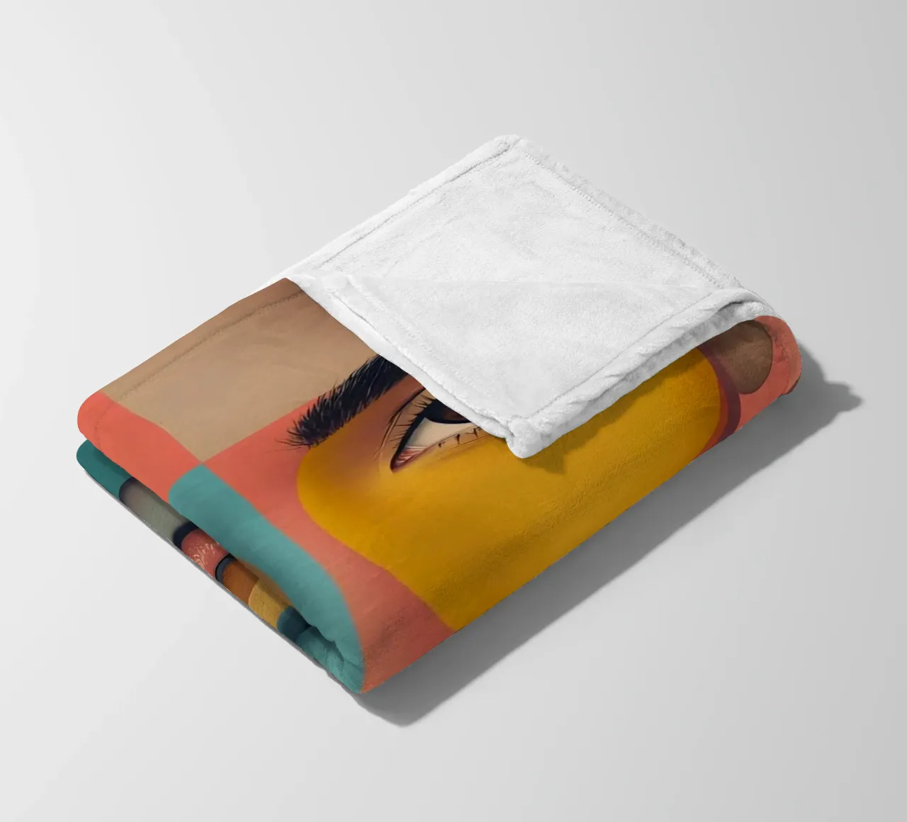 Woman's Face with Geometric Color Blocking art fleece blanket by DesignDoodle