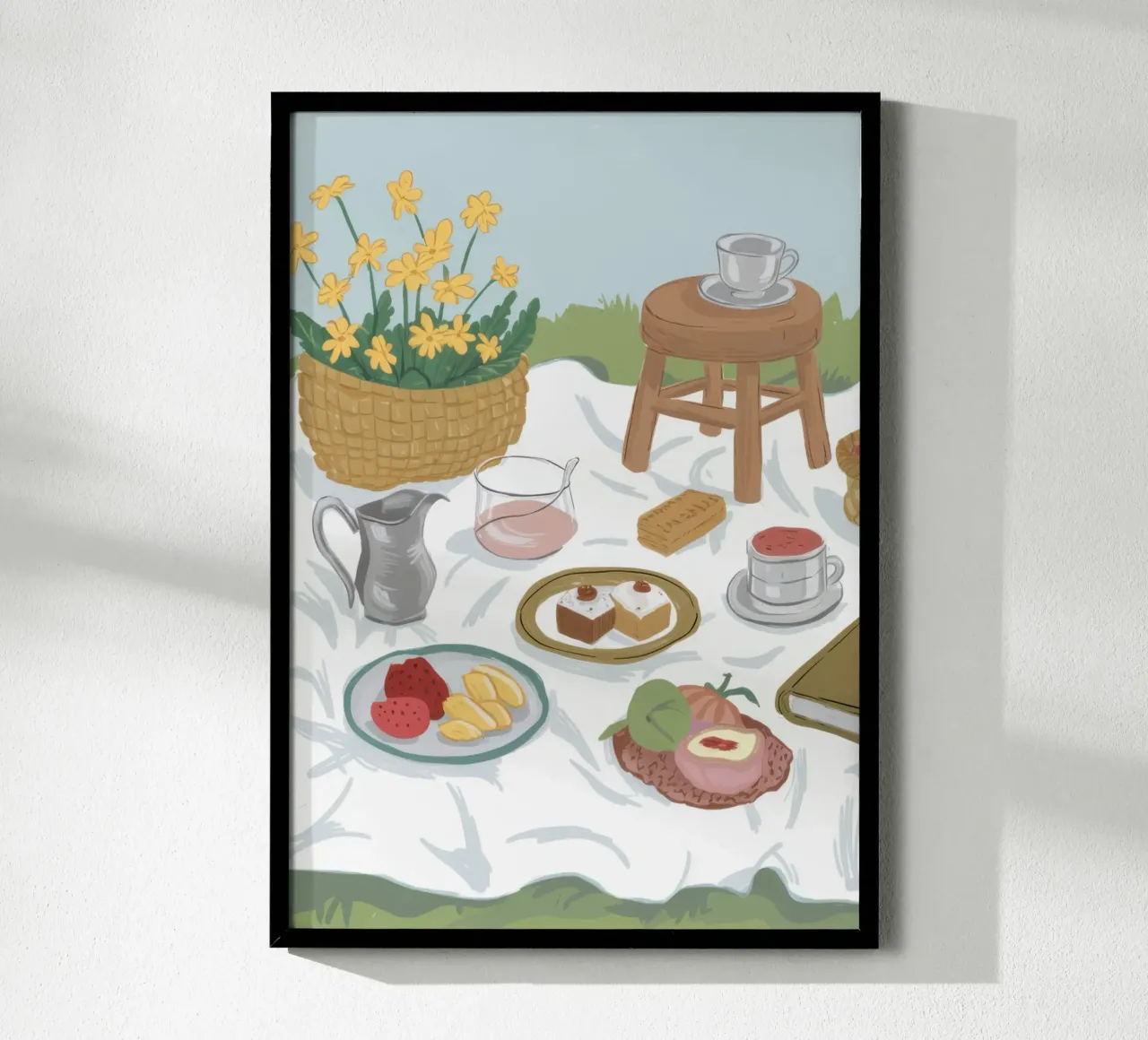 A Stool Top Picnic poster con telaio in alluminio da Luna Aura