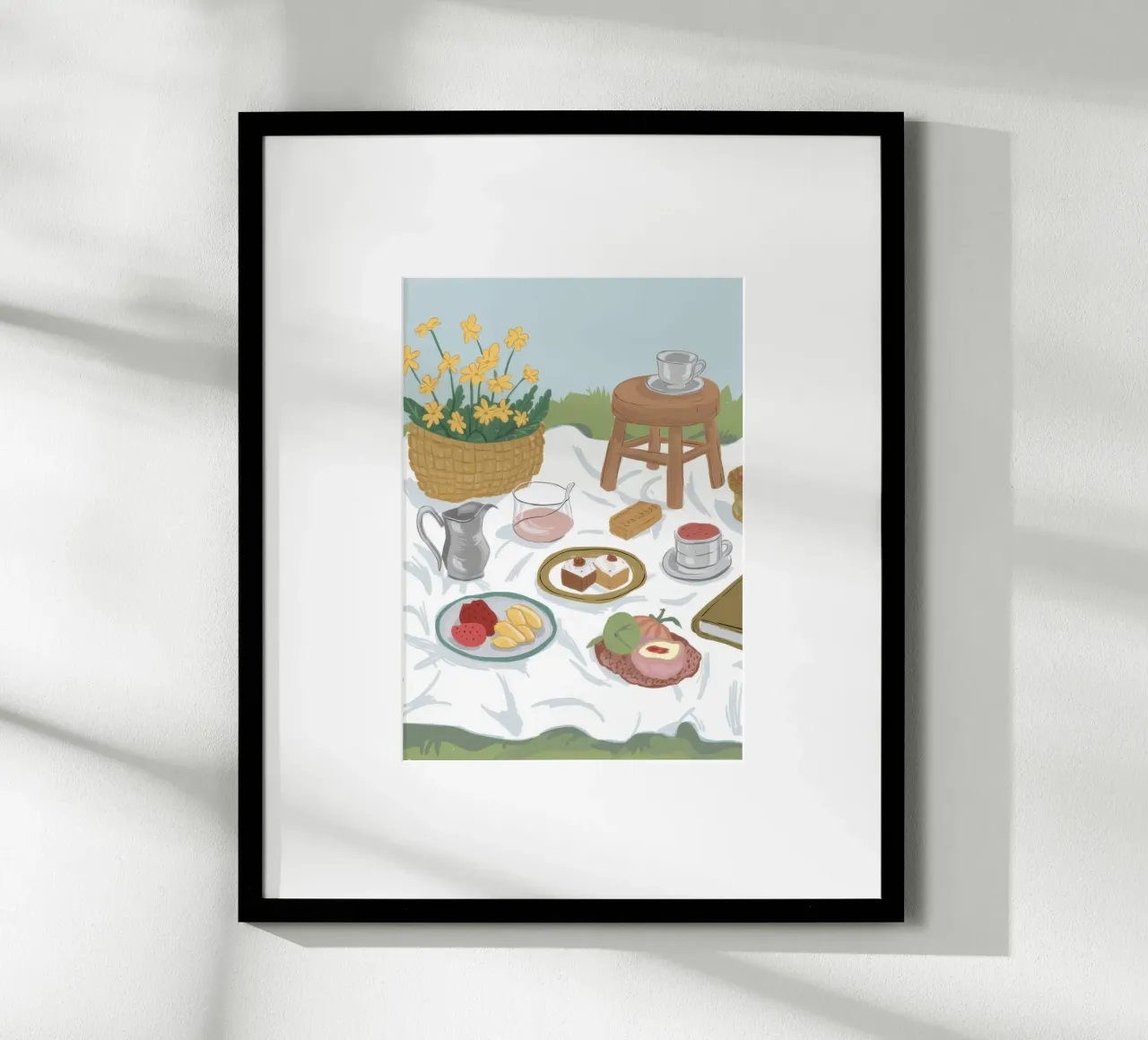 A Stool Top Picnic poster con telaio in alluminio da Luna Aura