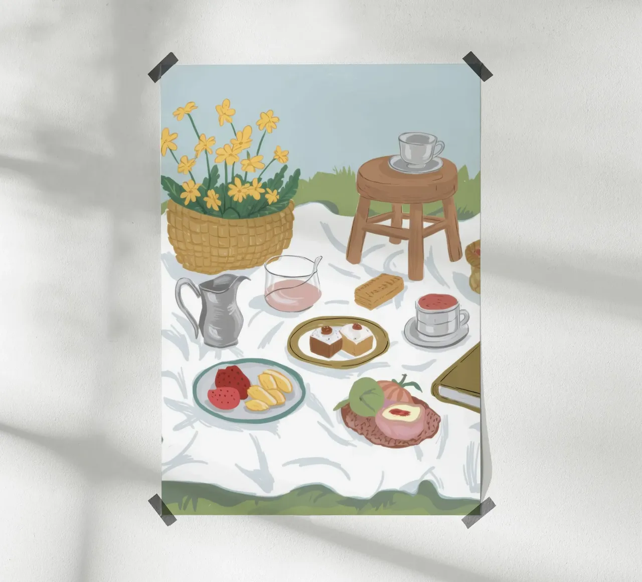 A Stool Top Picnic poster con telaio in alluminio da Luna Aura