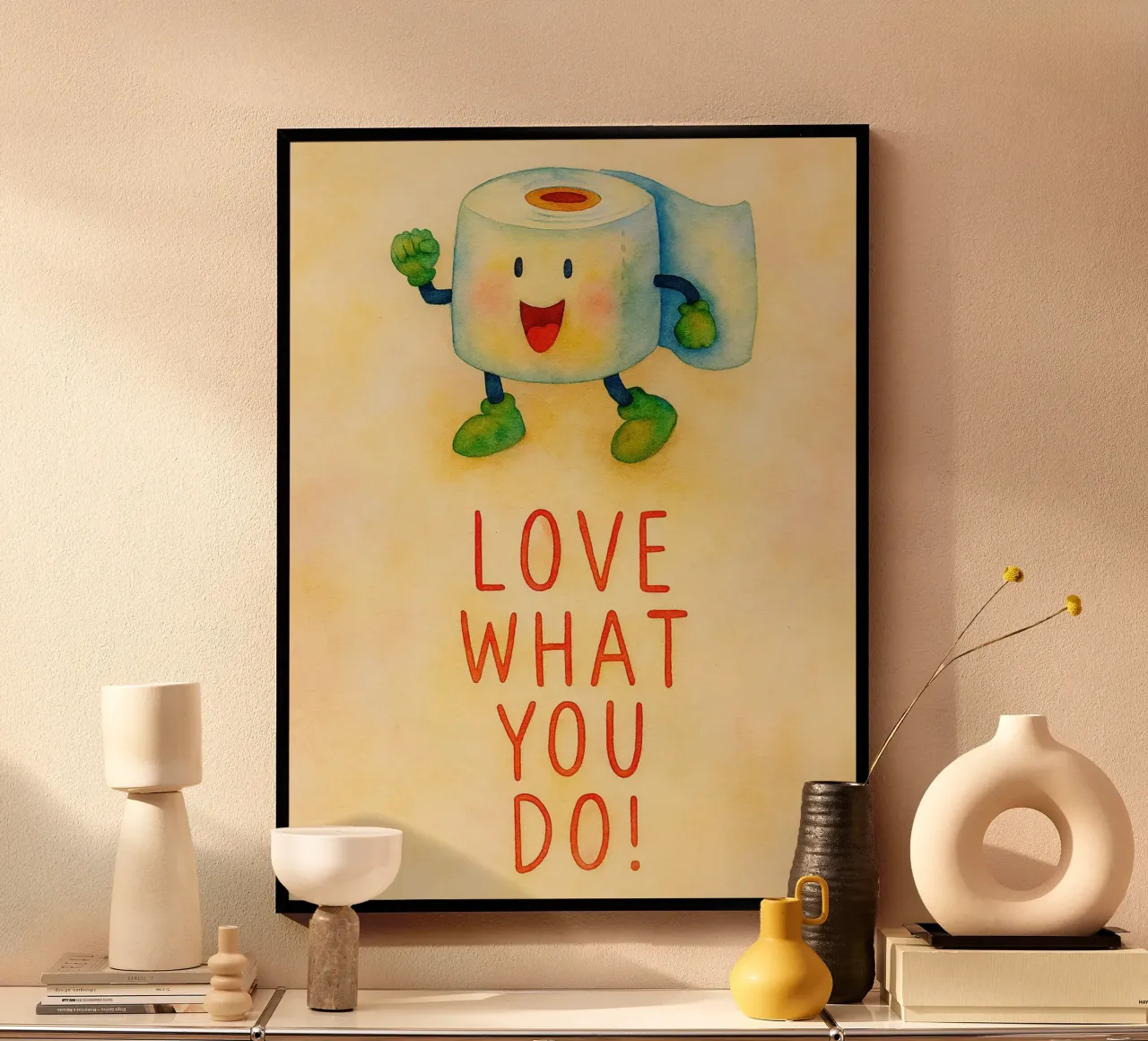 amore per quello che fai pittura del bagno poster con telaio in plastica da bonangroads