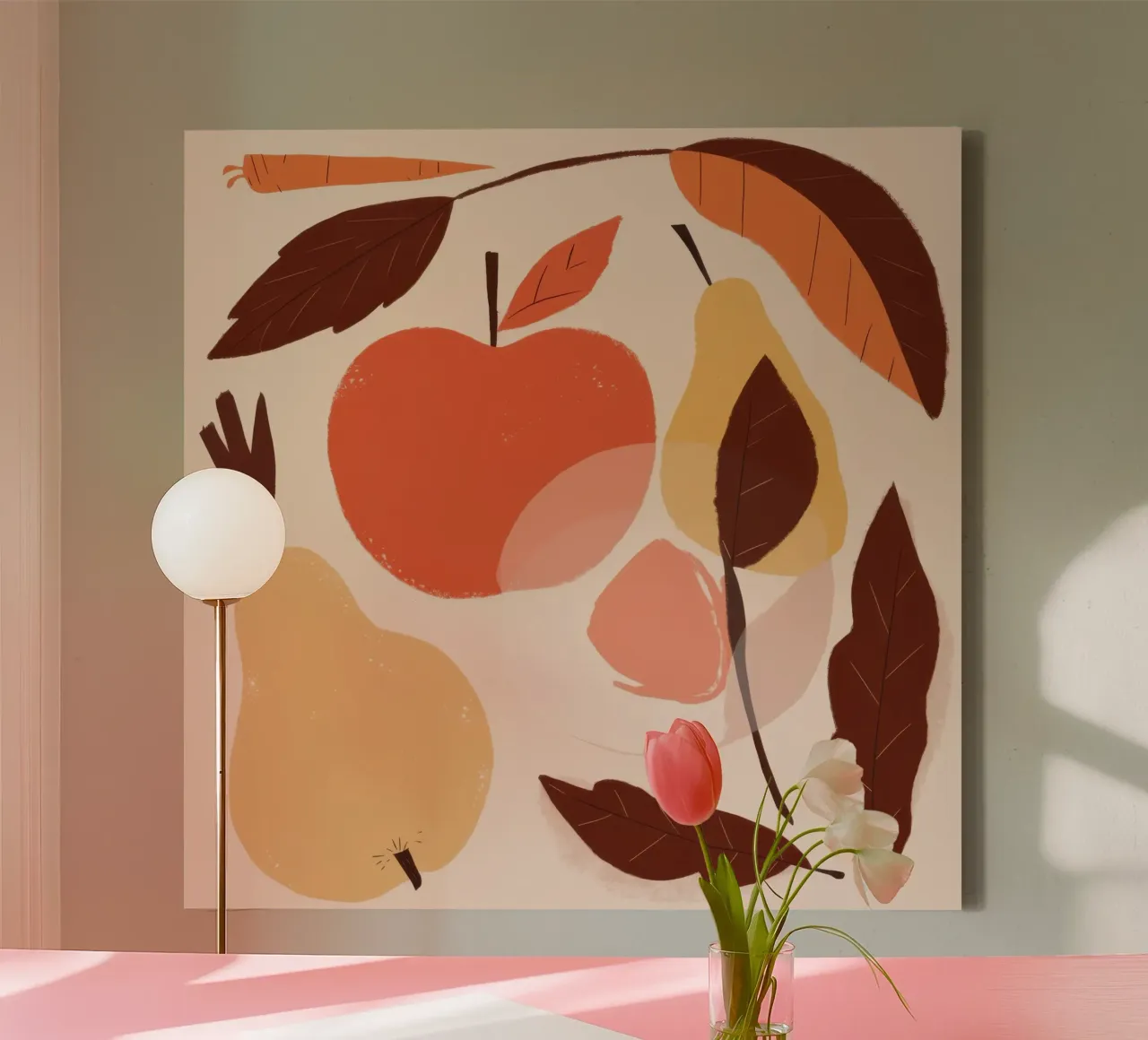 Frutta d'autunno astratta tela con Cornice a cassetta da Irish Strokes