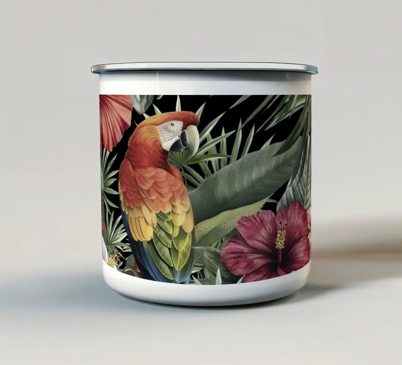 Sogni tropicali d'altri tempi Paradiso dei pappagalli tazza in smalto da Andrea Haase Vintage World