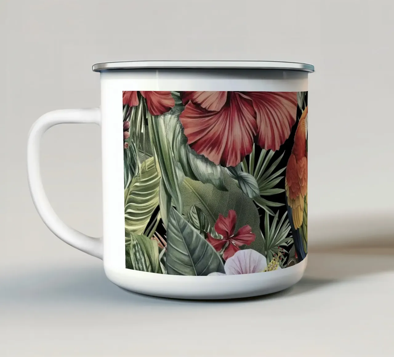 Sogni tropicali d'altri tempi Paradiso dei pappagalli tazza in smalto da Andrea Haase Vintage World
