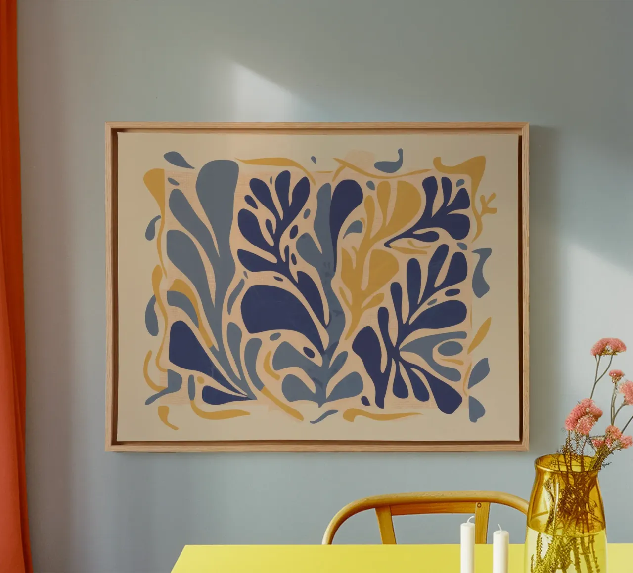Blauw en goud canvas met Baklijst van Irish Strokes