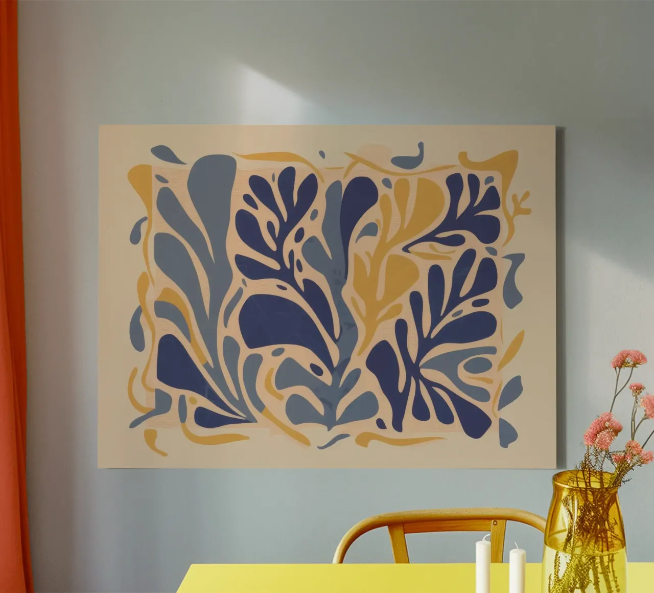 Blauw en goud canvas met Baklijst van Irish Strokes