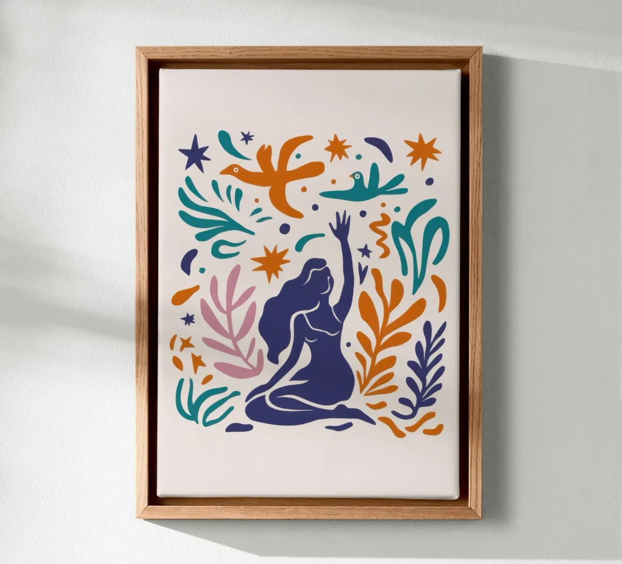 Folk Art Menagerie canvas with Floater frame by Luna Aura