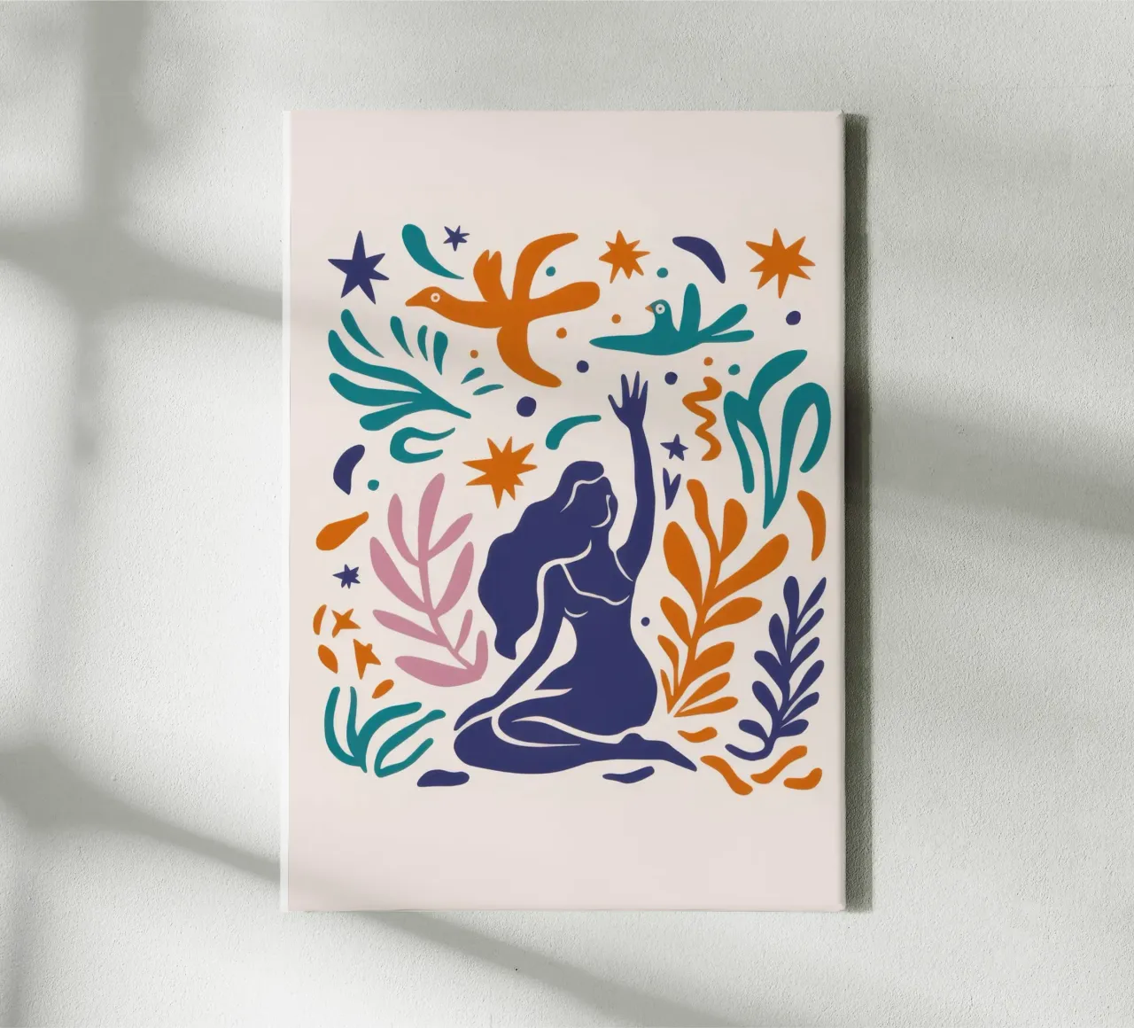 Folk Art Menagerie canvas with Floater frame by Luna Aura
