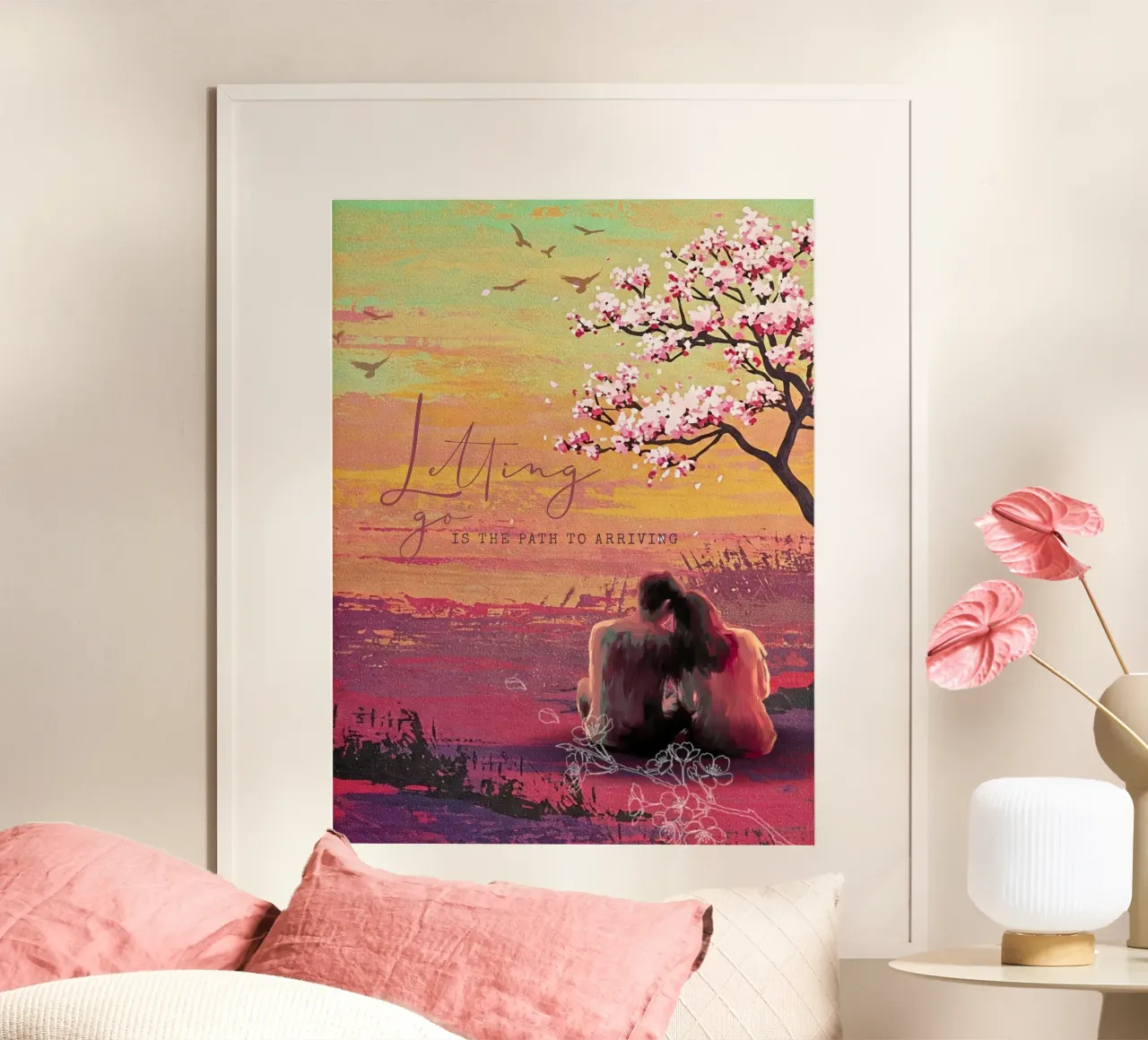 Il Sussurro del Fiore 🌸💖 poster con telaio in plastica da Eni Brandon