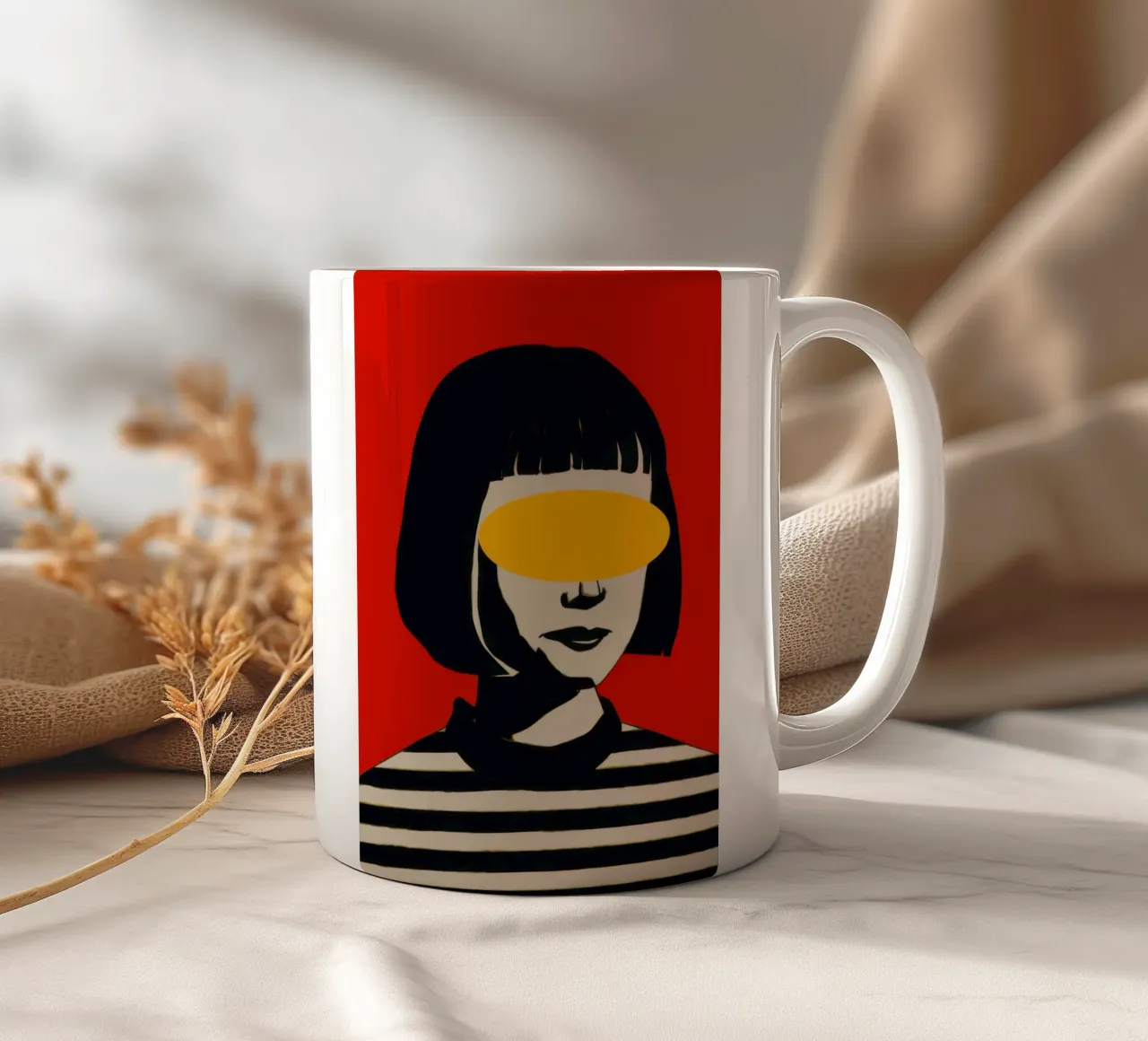 Ritratto dello sguardo redatto tazza in ceramica da Luna Aura