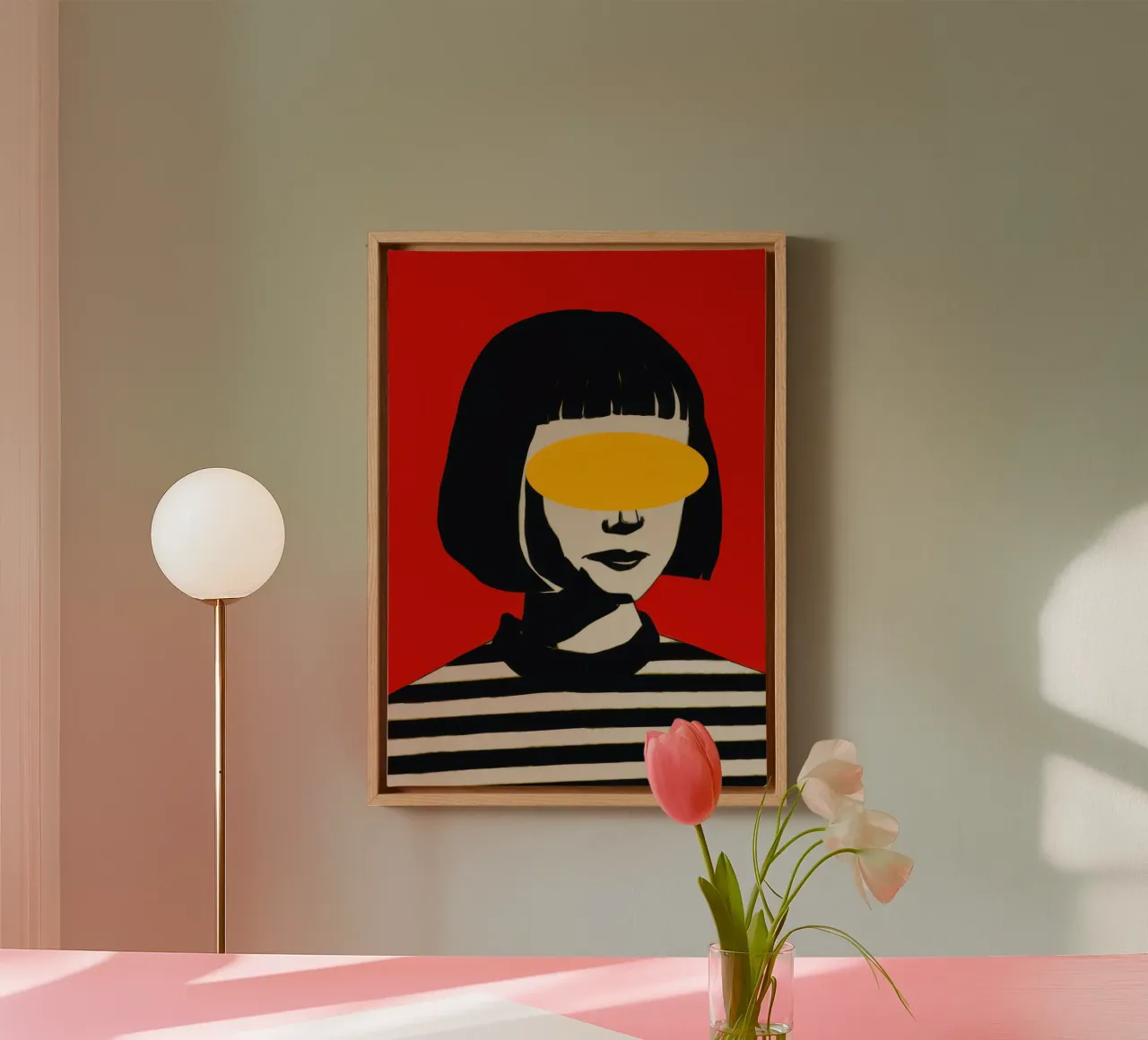 Redacted Gaze Portrait canvas with Floater frame by Luna Aura