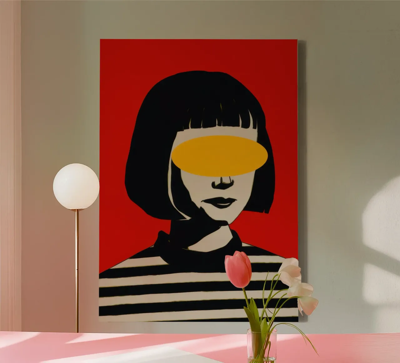 Redacted Gaze Portrait canvas with Floater frame by Luna Aura