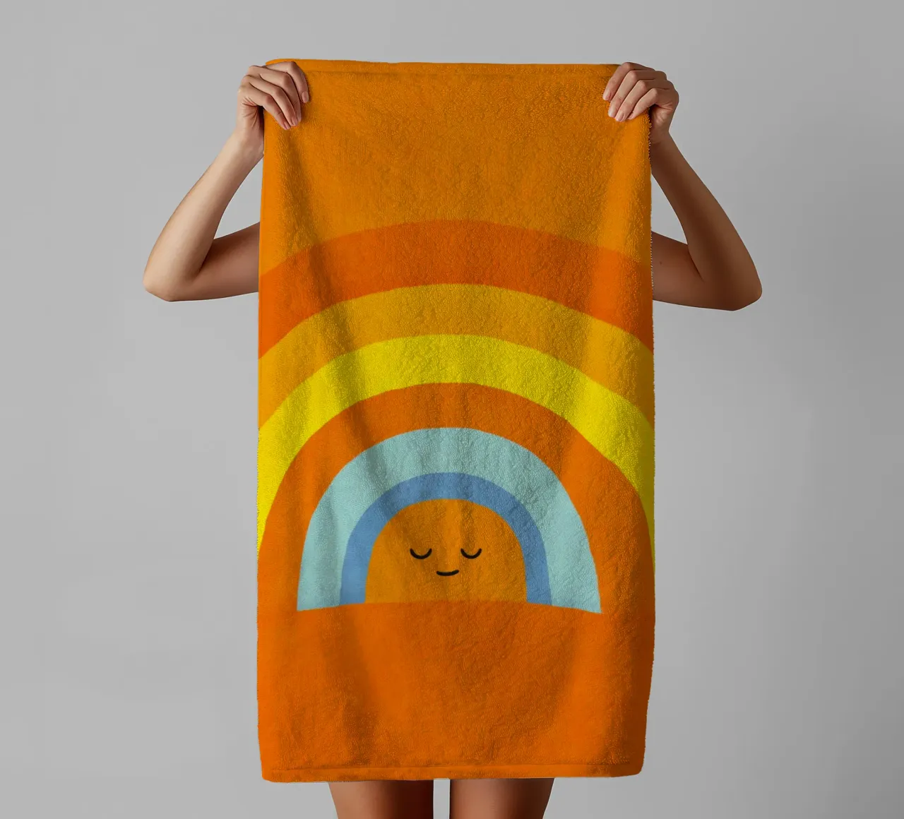 Glückliches Lächeln Retro Regenbogen Vibes Handtuch von Andrea Haase Modern Home