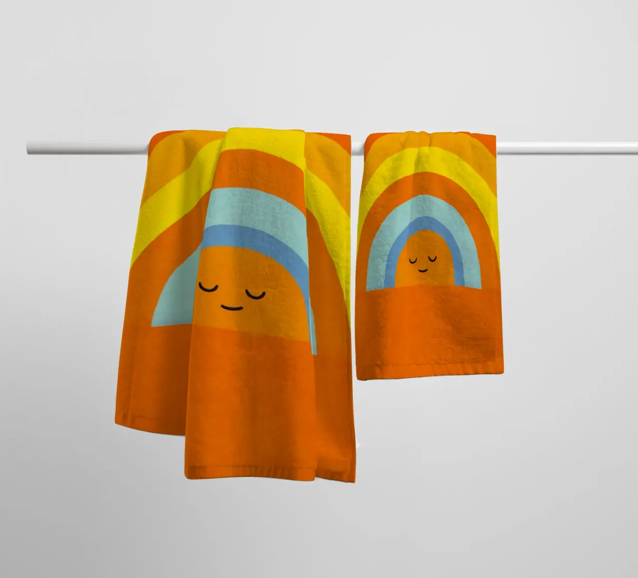 Glückliches Lächeln Retro Regenbogen Vibes Handtuch von Andrea Haase Modern Home