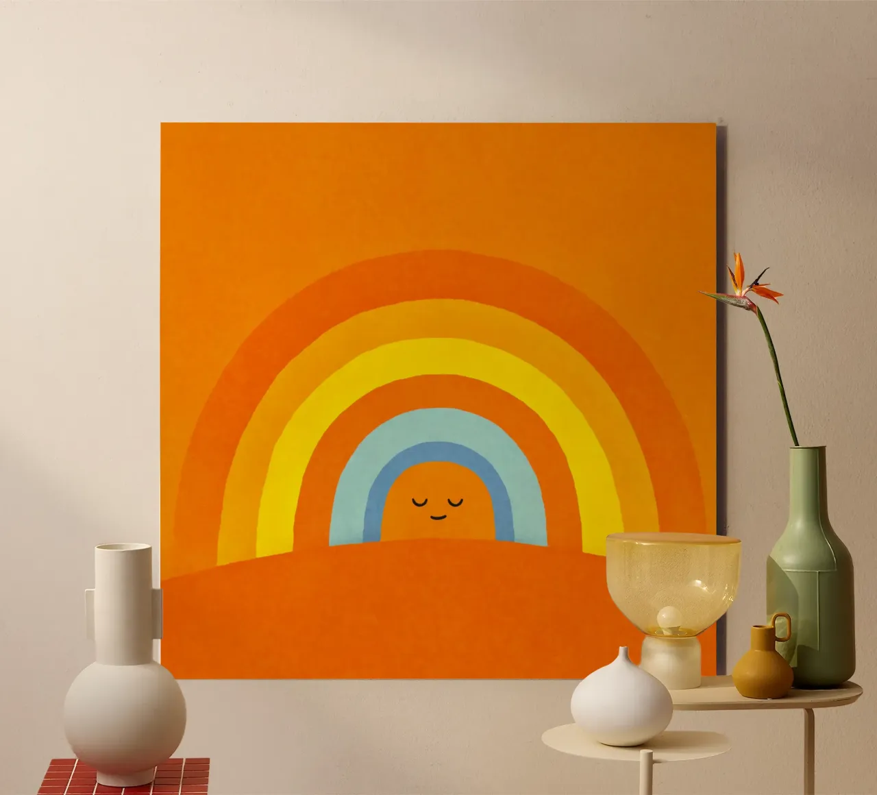 Happy Smile Retro Rainbow Vibes alluminio dibond da Andrea Haase Modern Home