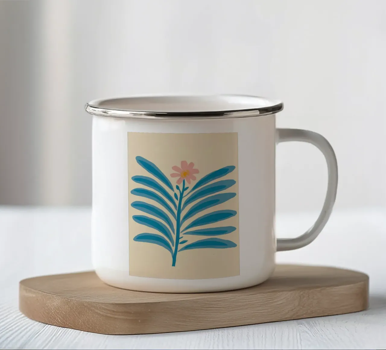Elegant Azure Branch tazza in smalto da Luna Aura