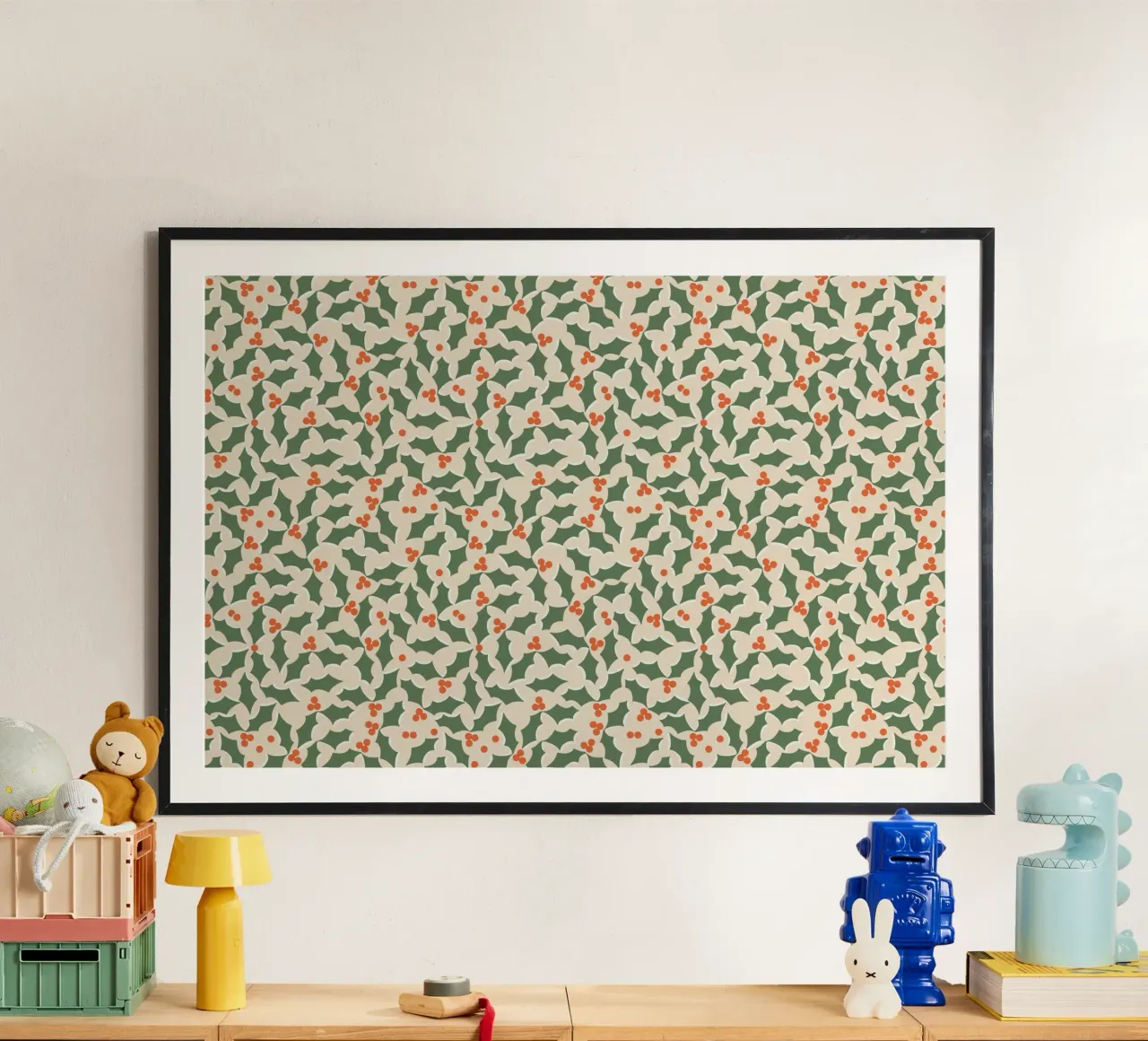 Christmas Pattern No 39 poster con telaio in alluminio da treechild
