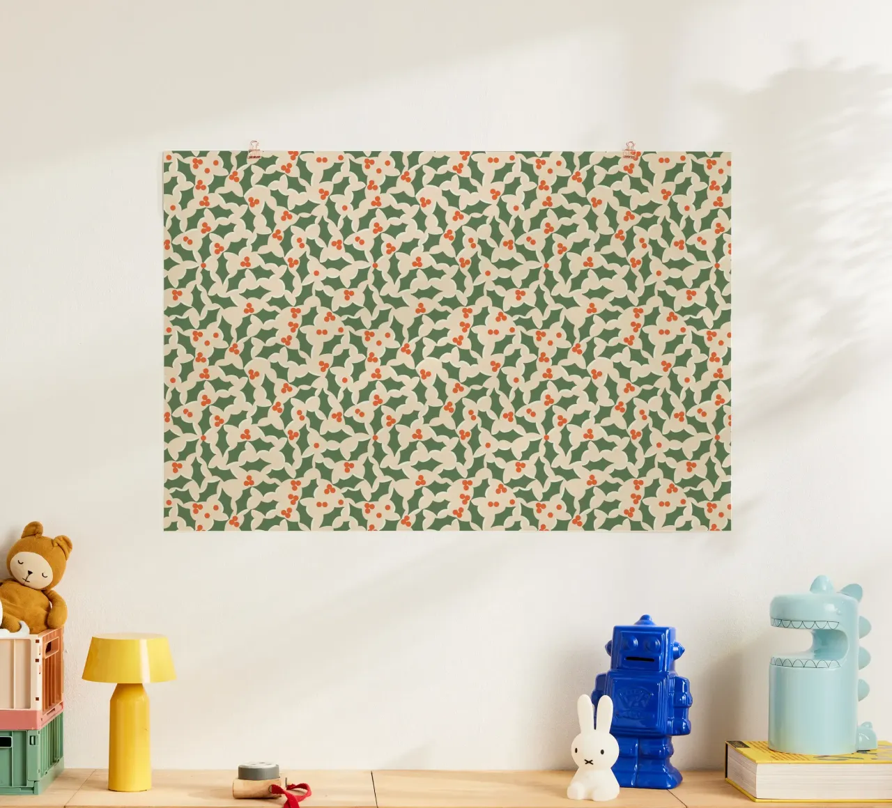 Christmas Pattern No 39 poster con telaio in alluminio da treechild