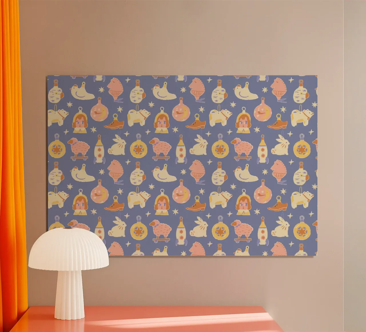 Christmas Pattern No 41 poster con telaio in legno da treechild
