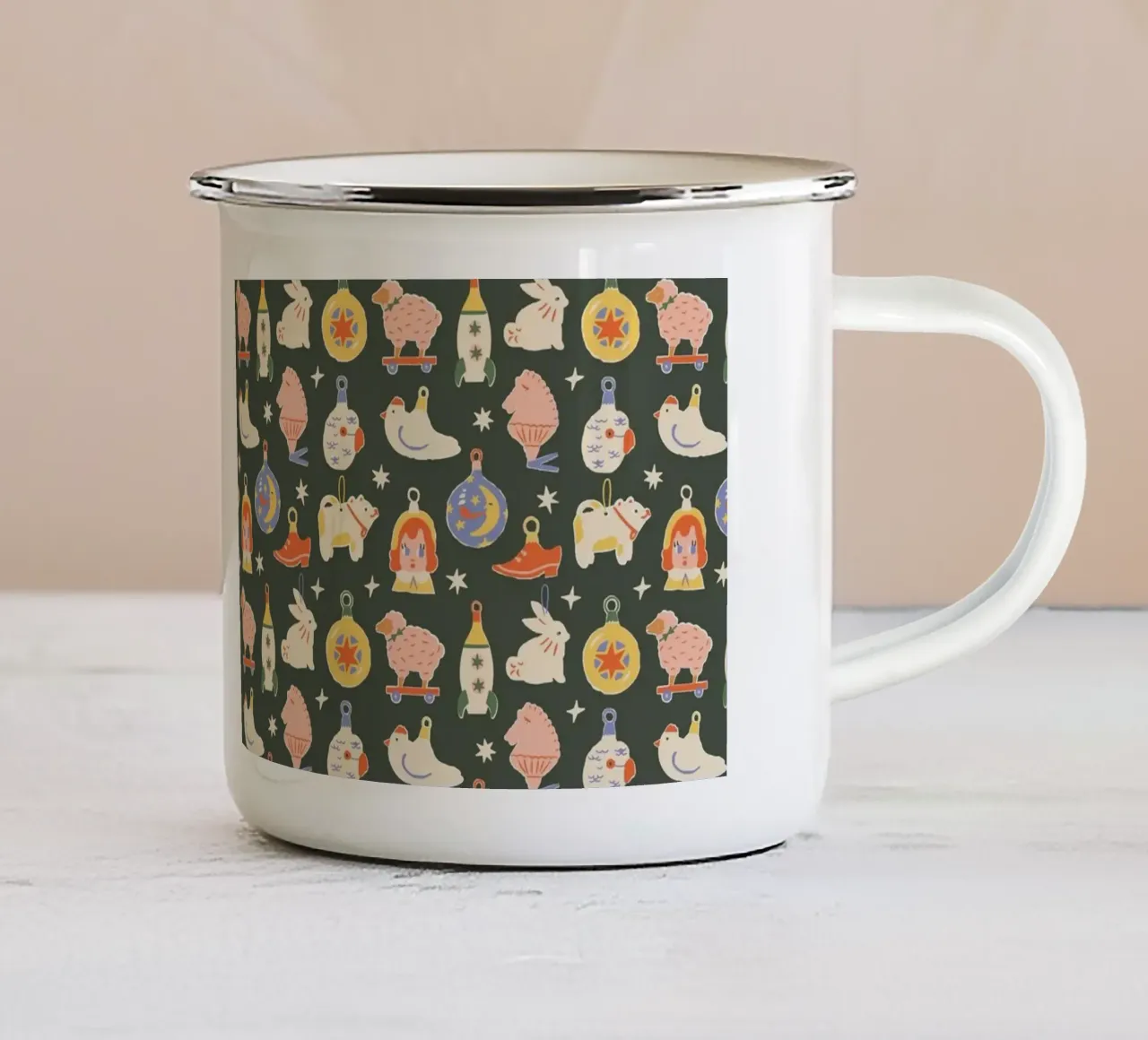 Christmas Pattern No 42 tazza in smalto da treechild