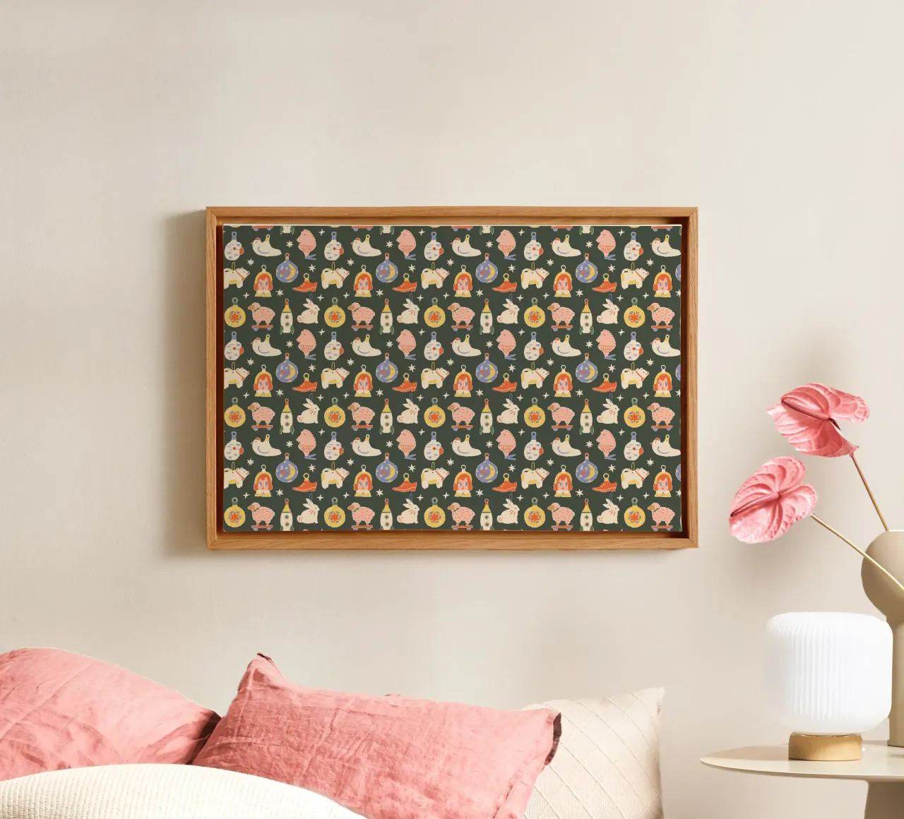 Christmas Pattern No 42 tela con Cornice a cassetta da treechild