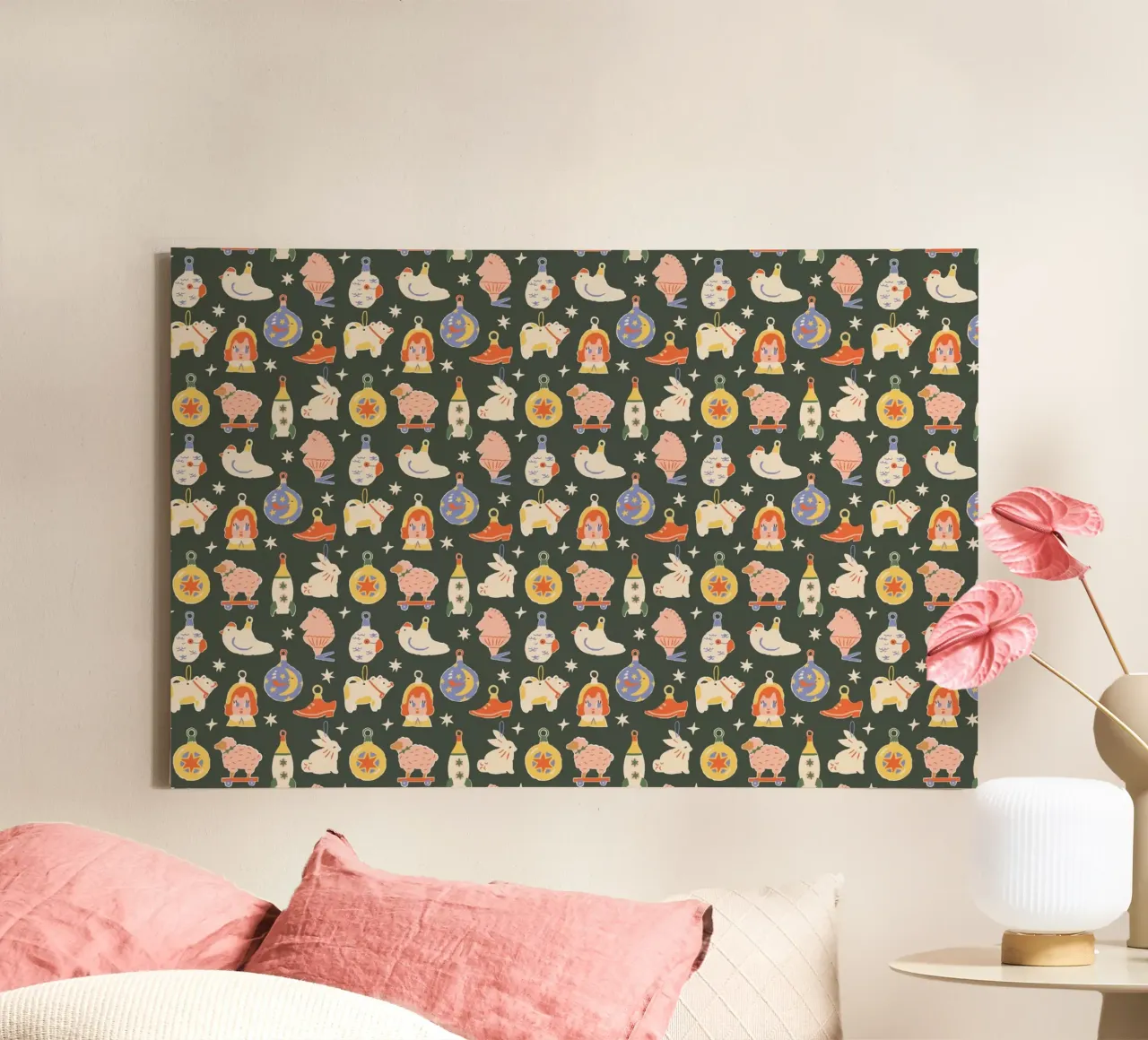 Christmas Pattern No 42 tela con Cornice a cassetta da treechild