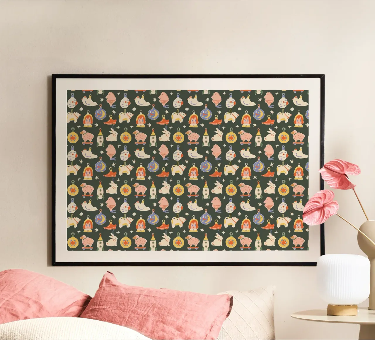 Christmas Pattern No 42 poster con telaio in plastica da treechild