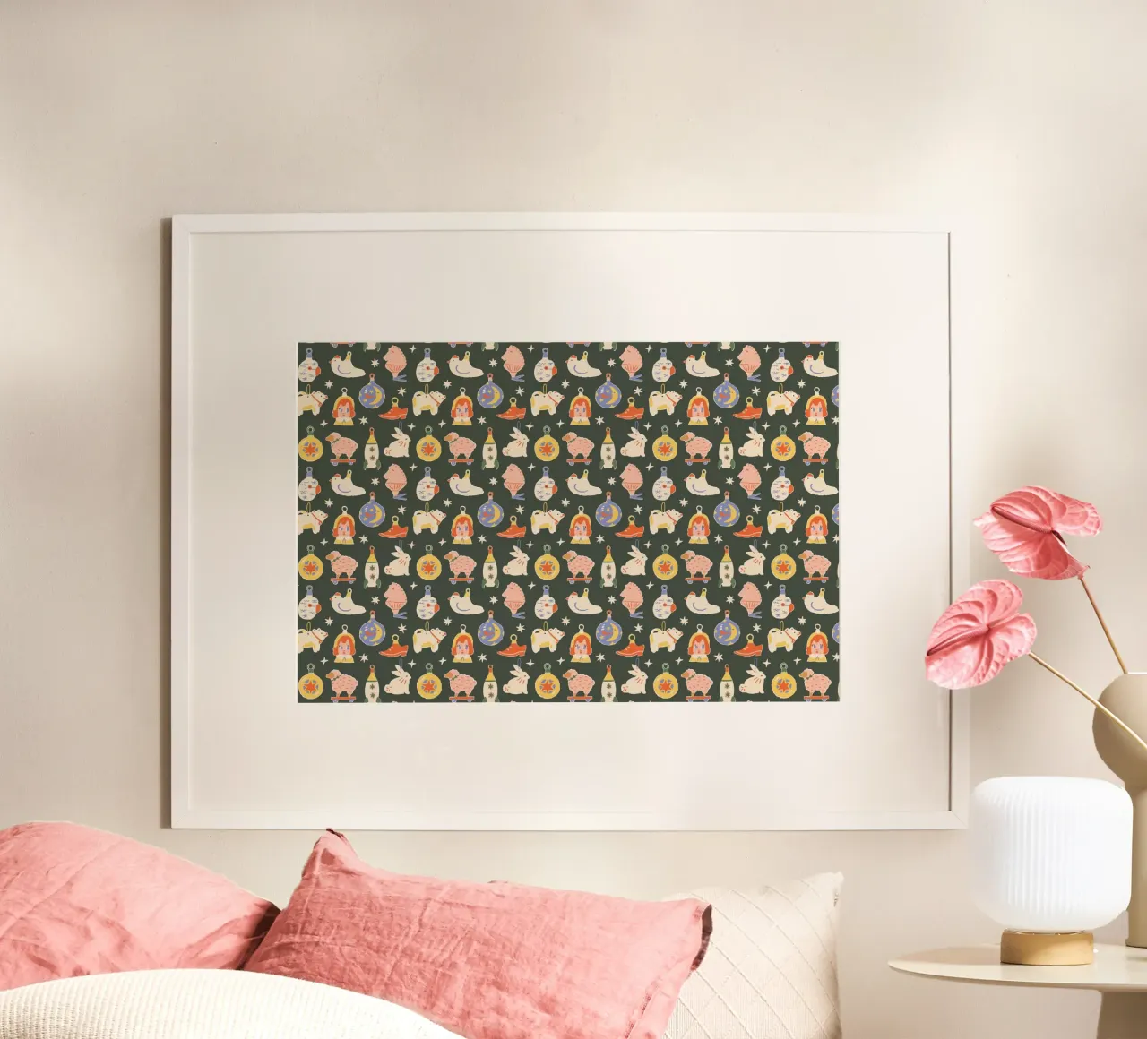 Christmas Pattern No 42 poster con telaio in plastica da treechild