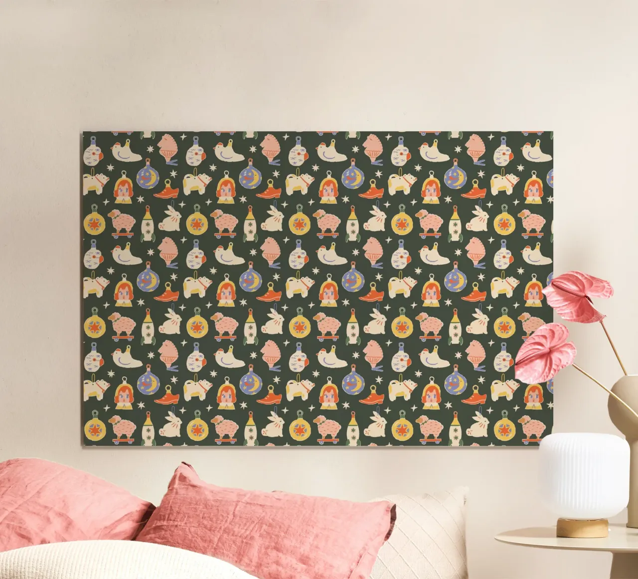 Christmas Pattern No 42 poster con telaio in plastica da treechild