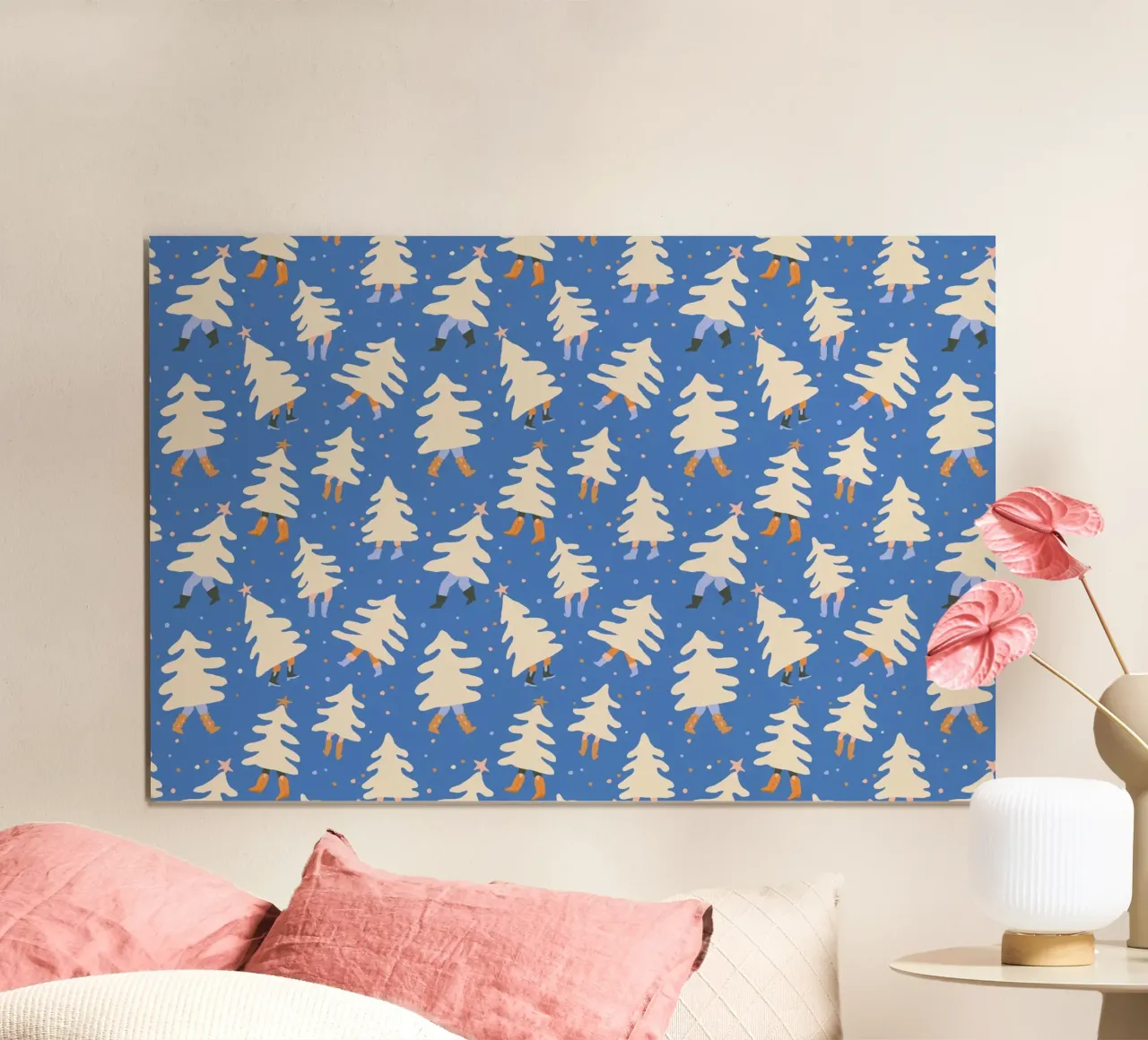 Christmas Pattern No 43 poster con telaio in legno da treechild