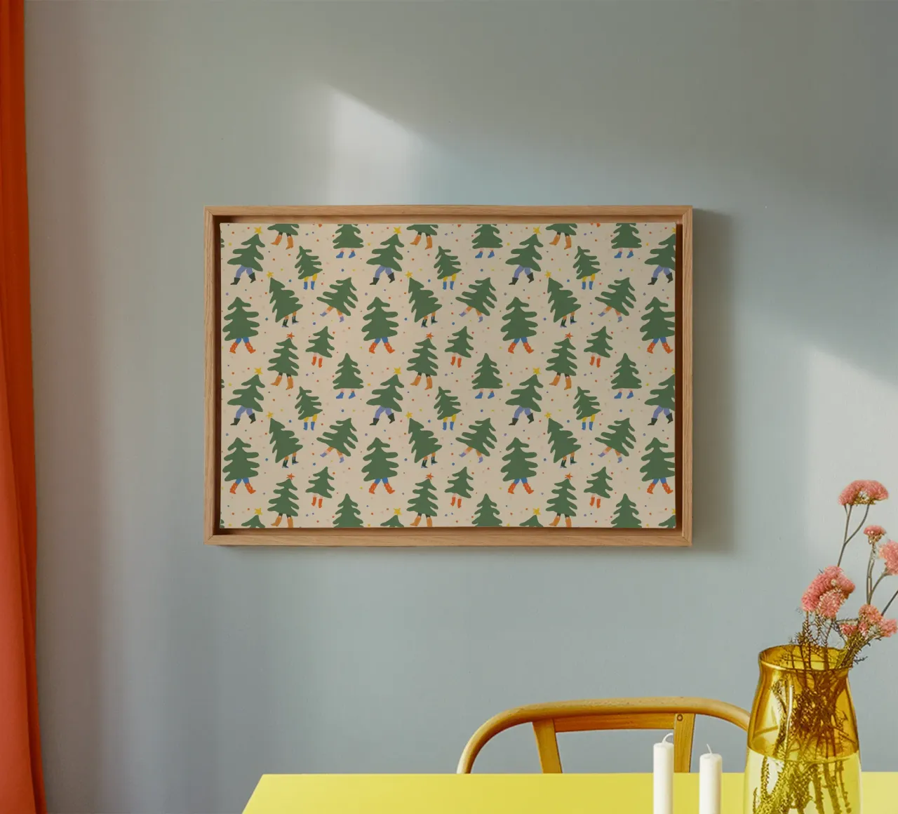 Christmas Pattern No 45 tela con Cornice a cassetta da treechild
