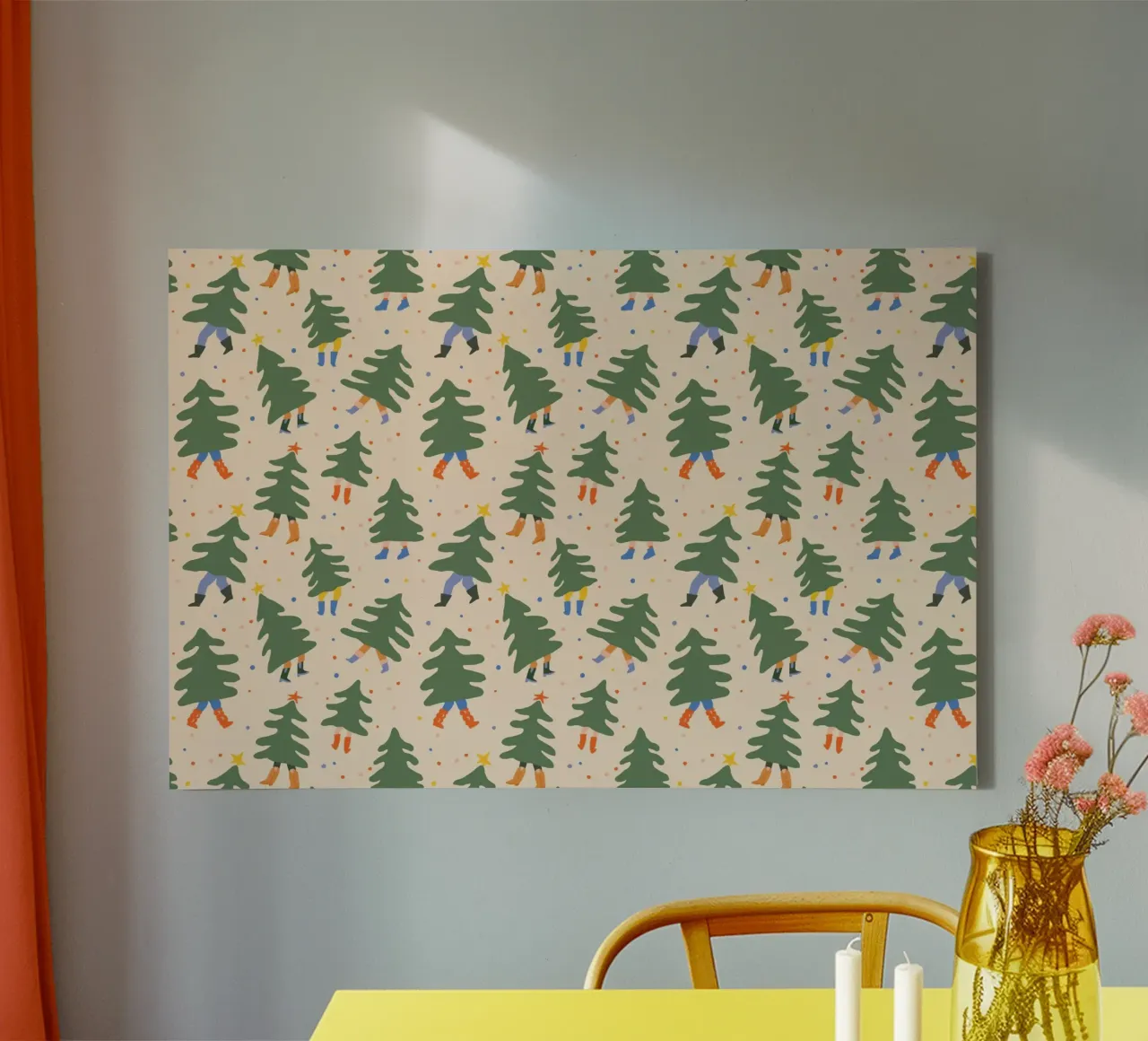 Christmas Pattern No 45 tela con Cornice a cassetta da treechild
