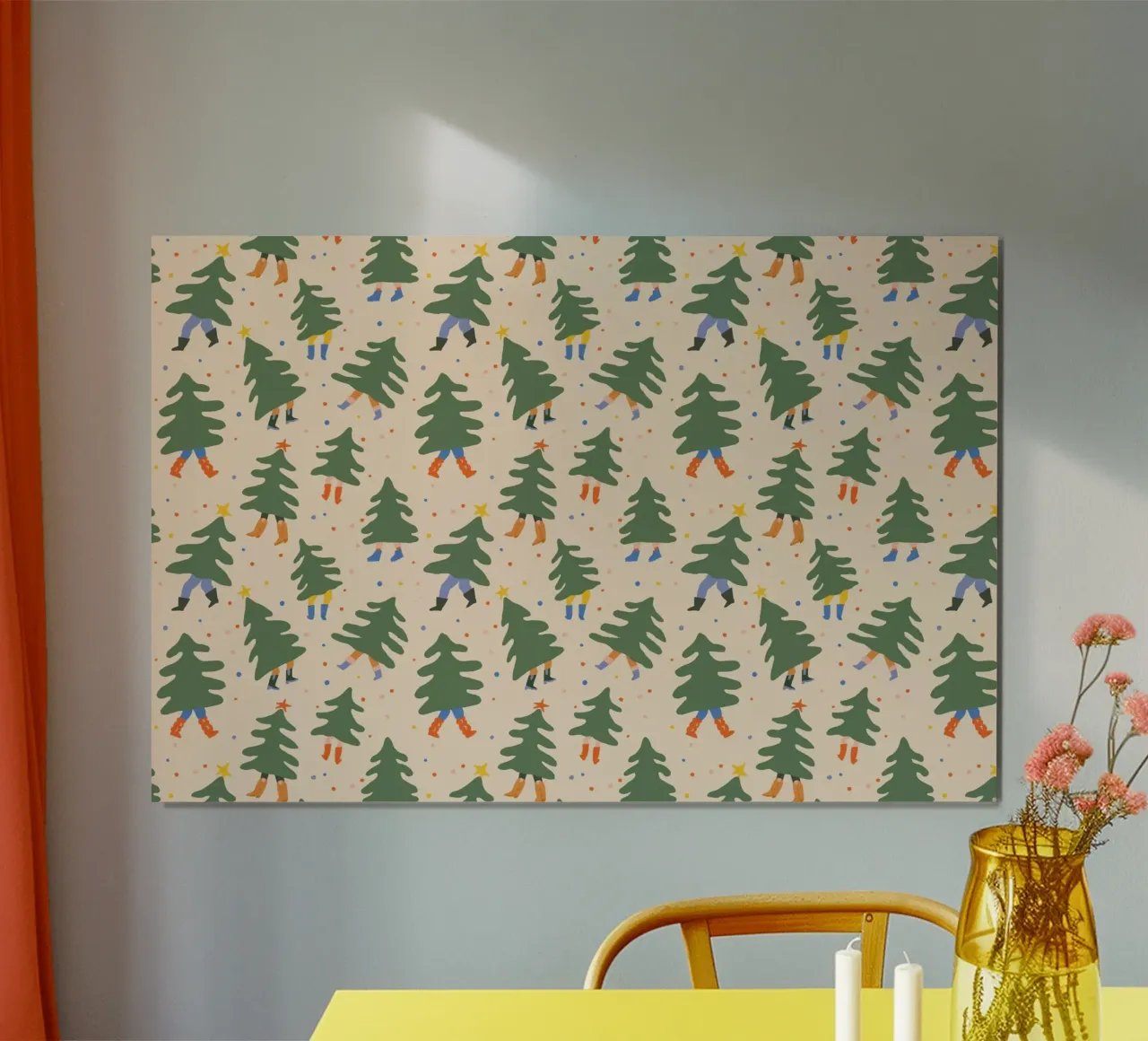 Christmas Pattern No 45 poster con telaio in alluminio da treechild