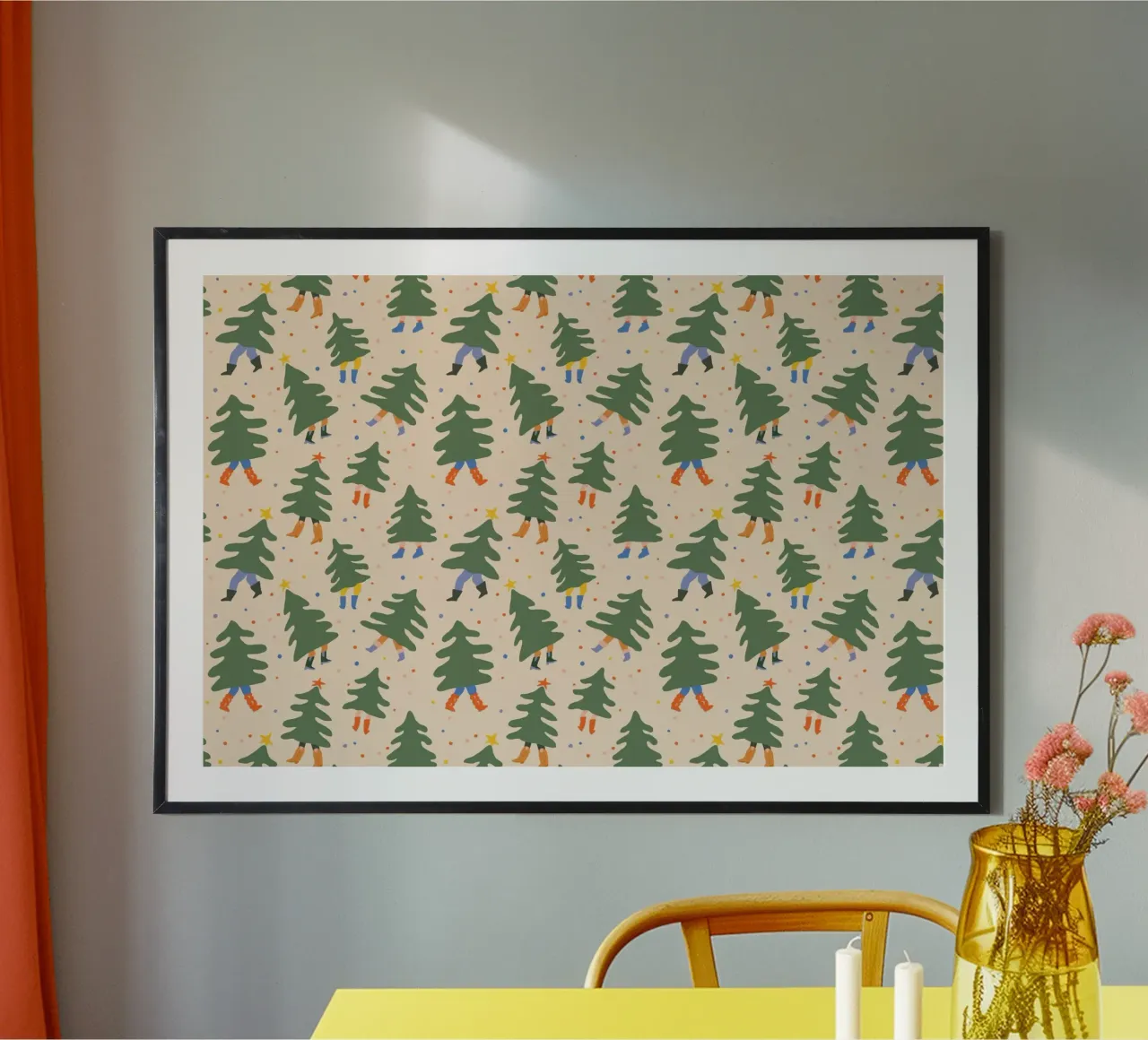 Christmas Pattern No 45 poster con telaio in alluminio da treechild