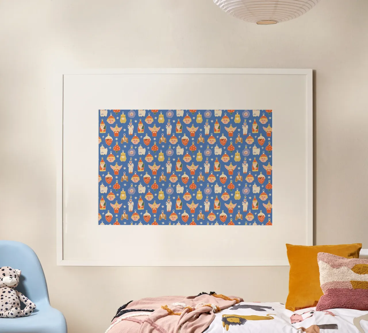 Christmas Pattern No 47 poster con telaio in legno da treechild