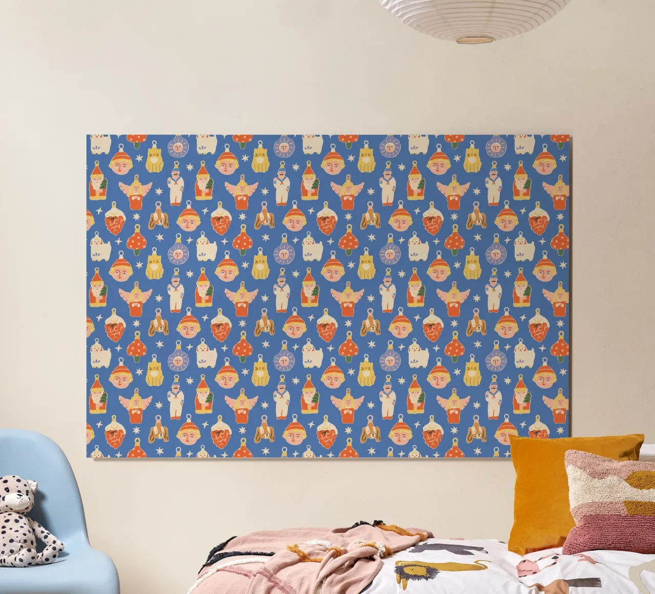 Christmas Pattern No 47 poster con telaio in legno da treechild