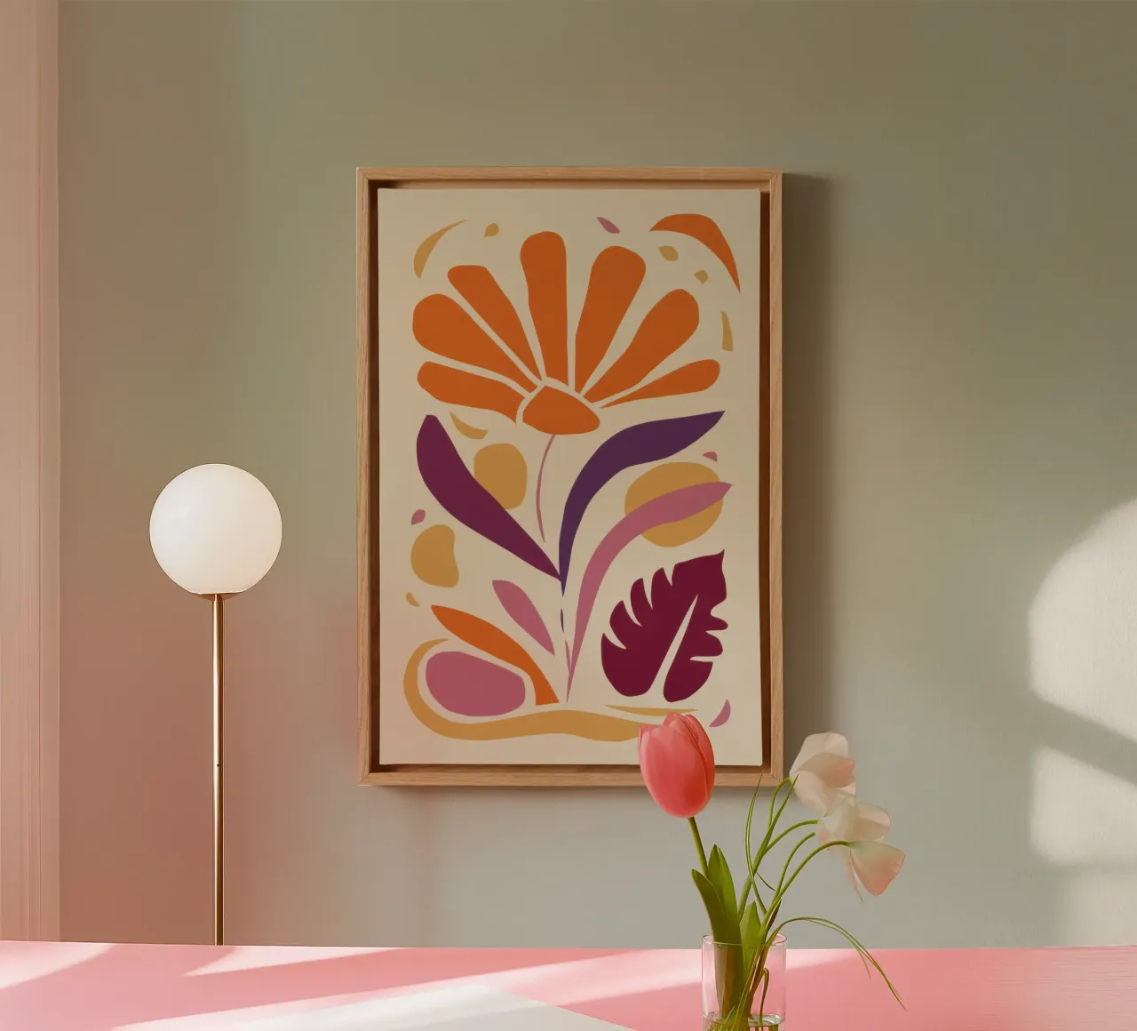 Semplice fiore di papavero tela con Cornice a cassetta da Irish Strokes